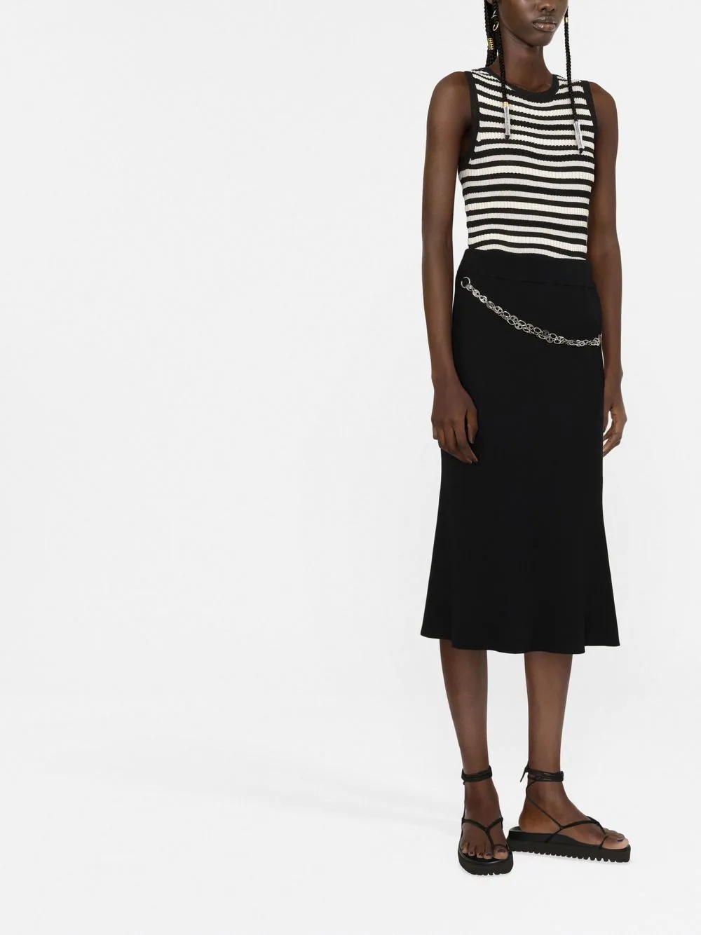 chain-detail ribbed-knit skirt - 2