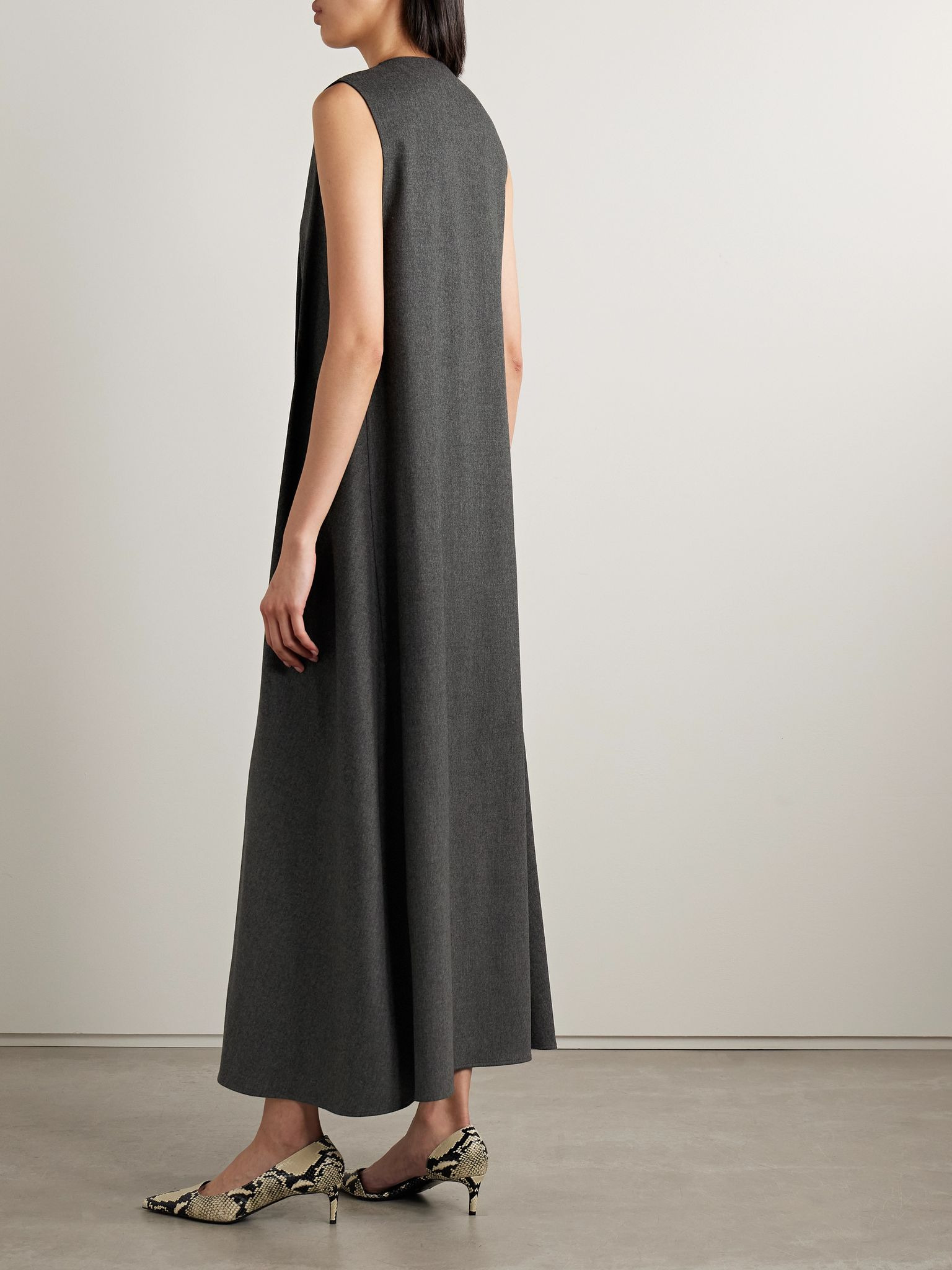 Syd pleated wool midi dress Dark gray - 3