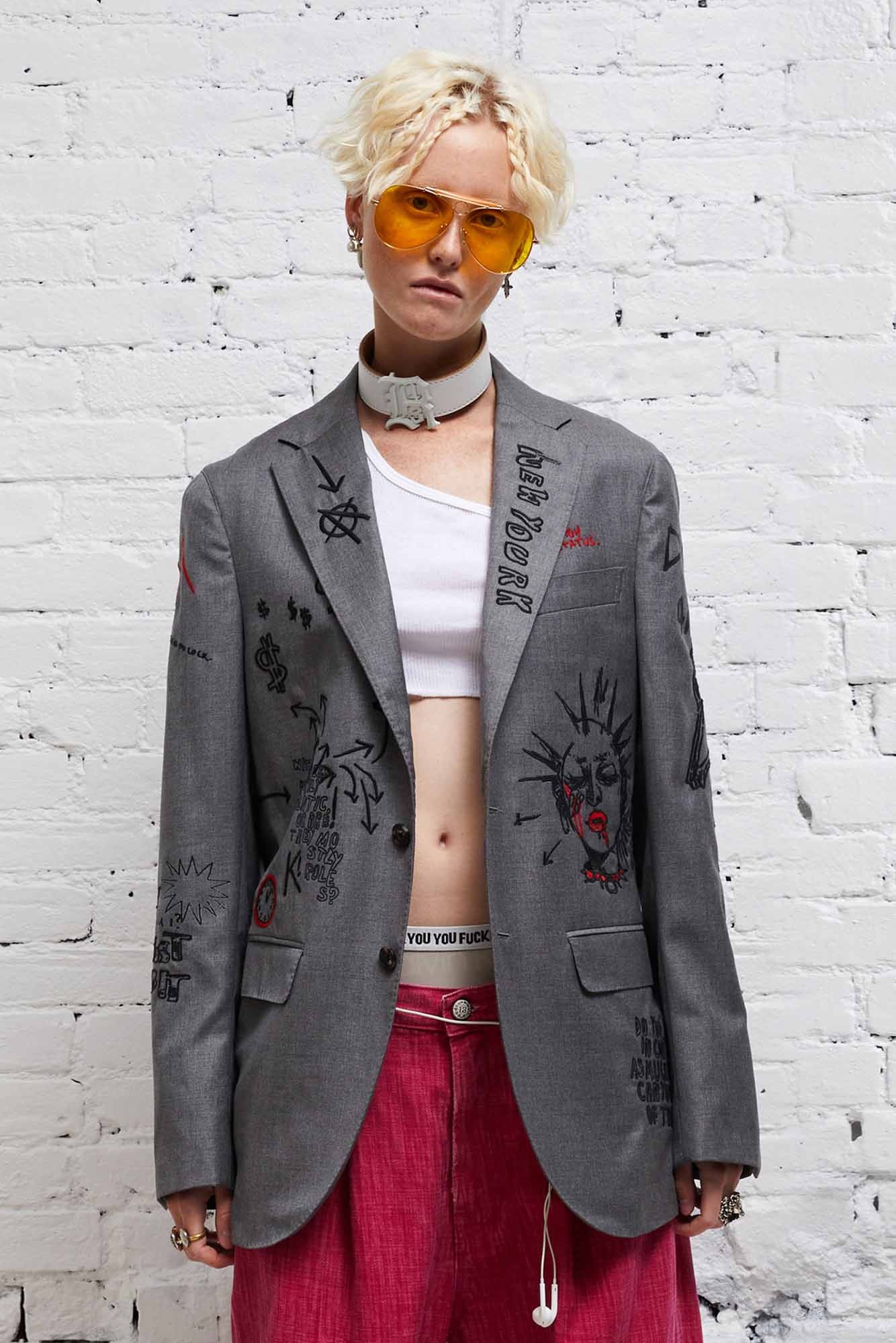 EMBROIDERED SPORT BLAZER - GREY - 1