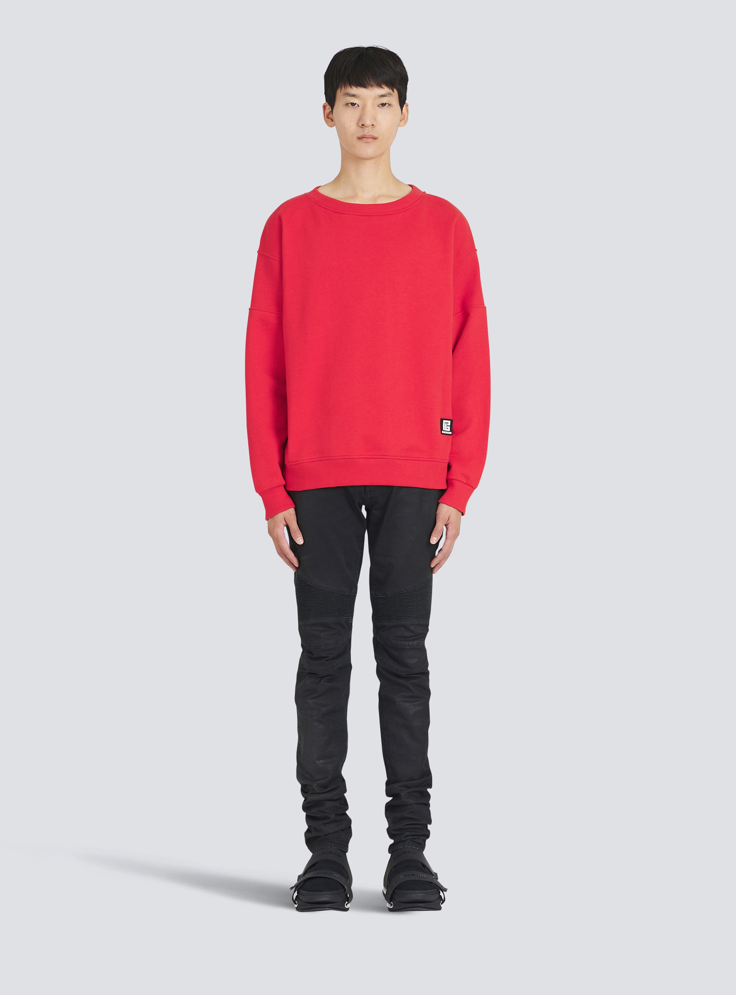 Eco-designed cotton sweatshirt with Balmain logo print - 3