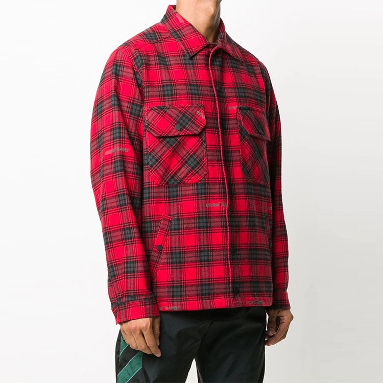 Off-White FW20 Cotton Arrows Printing Jacket Men Red OMEM001E20FAB0012510 - 4