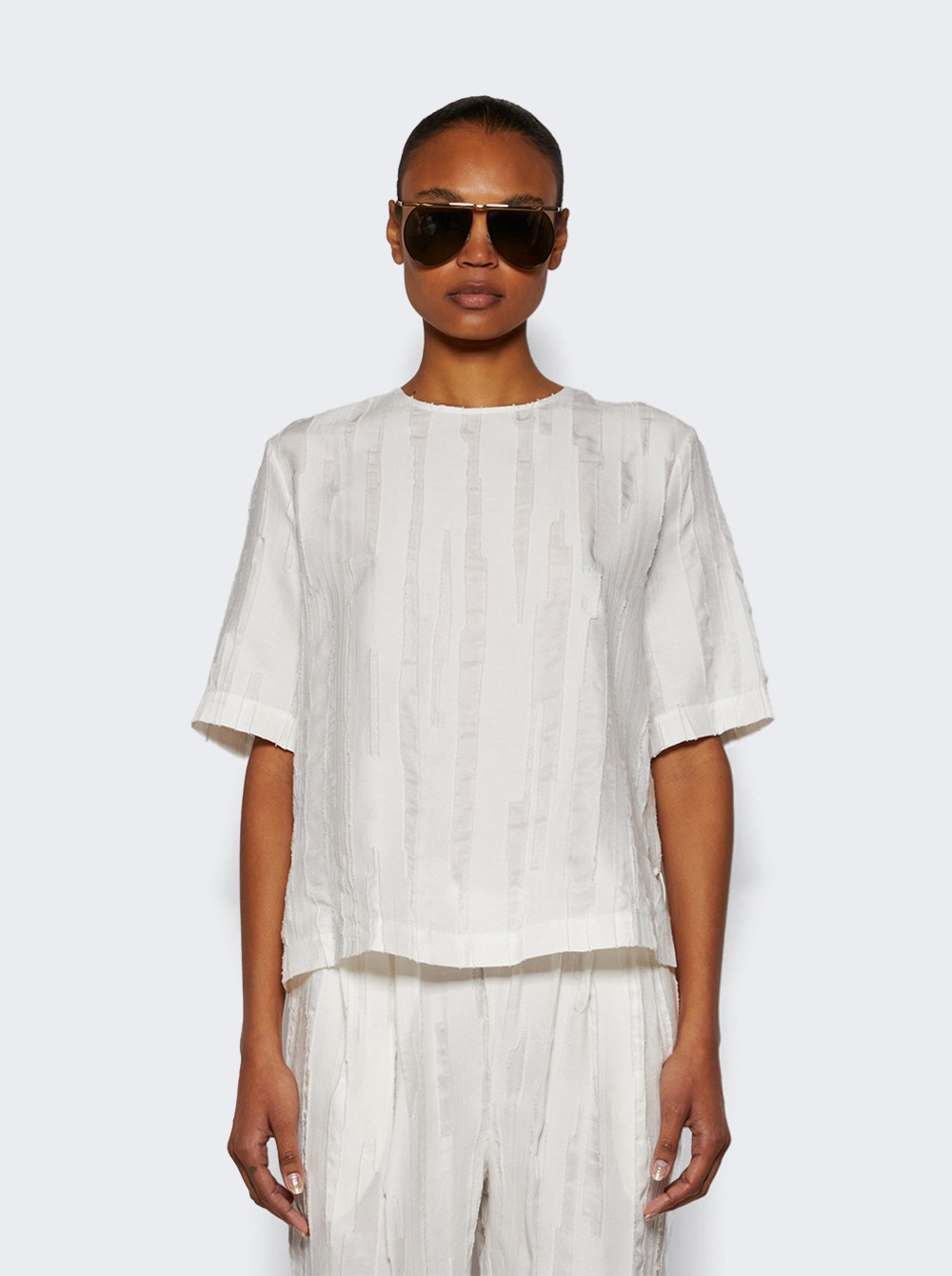 Toba Round Neck Blouse Ivory - 2