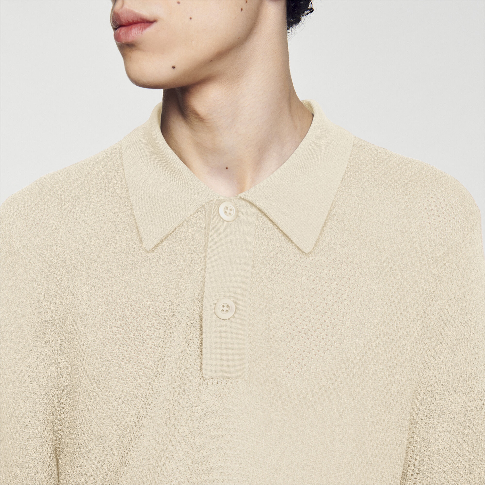 OPENWORK KNIT POLO SHIRT - 4