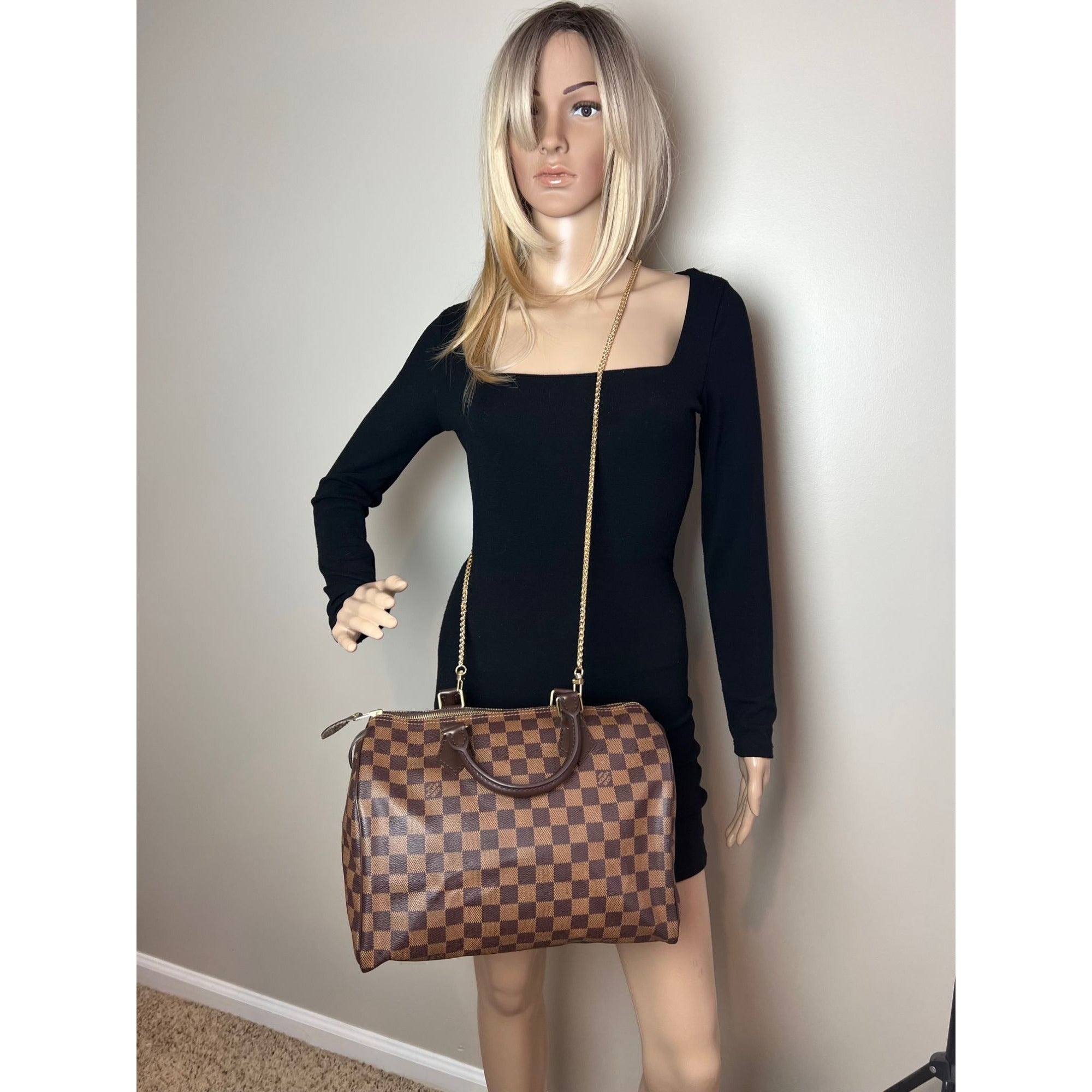 LOUIS VUITTON Speedy 30 Damier Ebene Hand Bag - 11