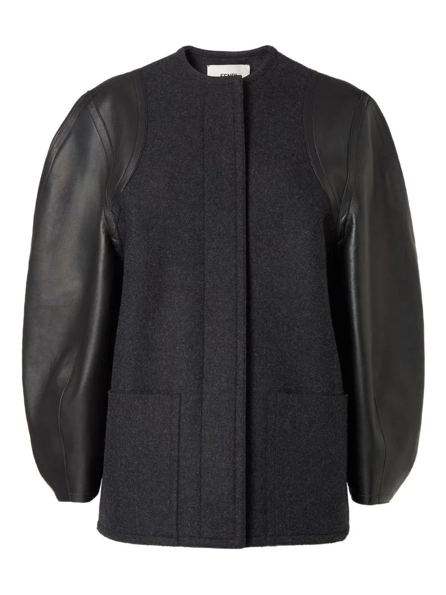 Fendi Wool And Leather Coat - 1