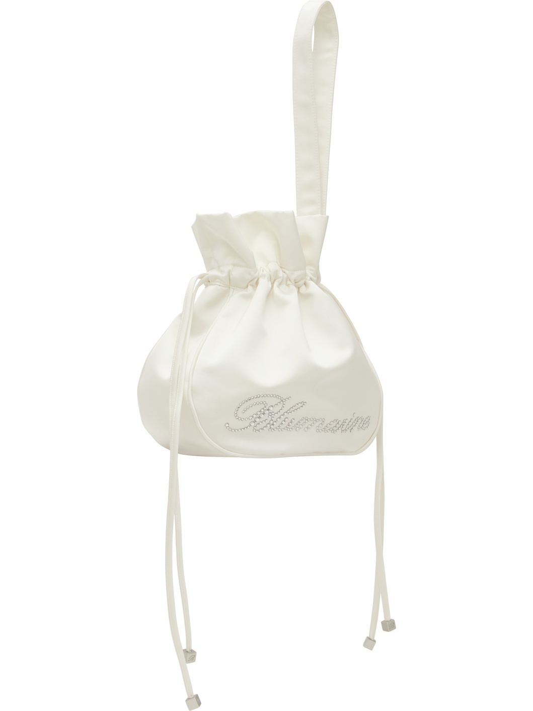 SSENSE Exclusive White Satin Rhinestone Logo Pouch - 2