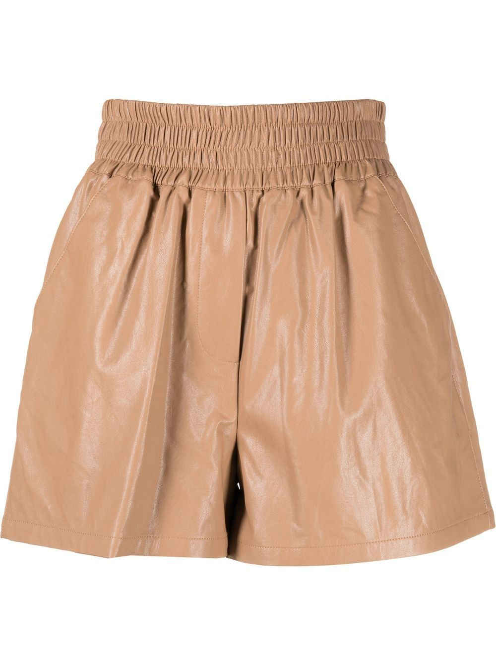 elasticated faux leather shorts - 1