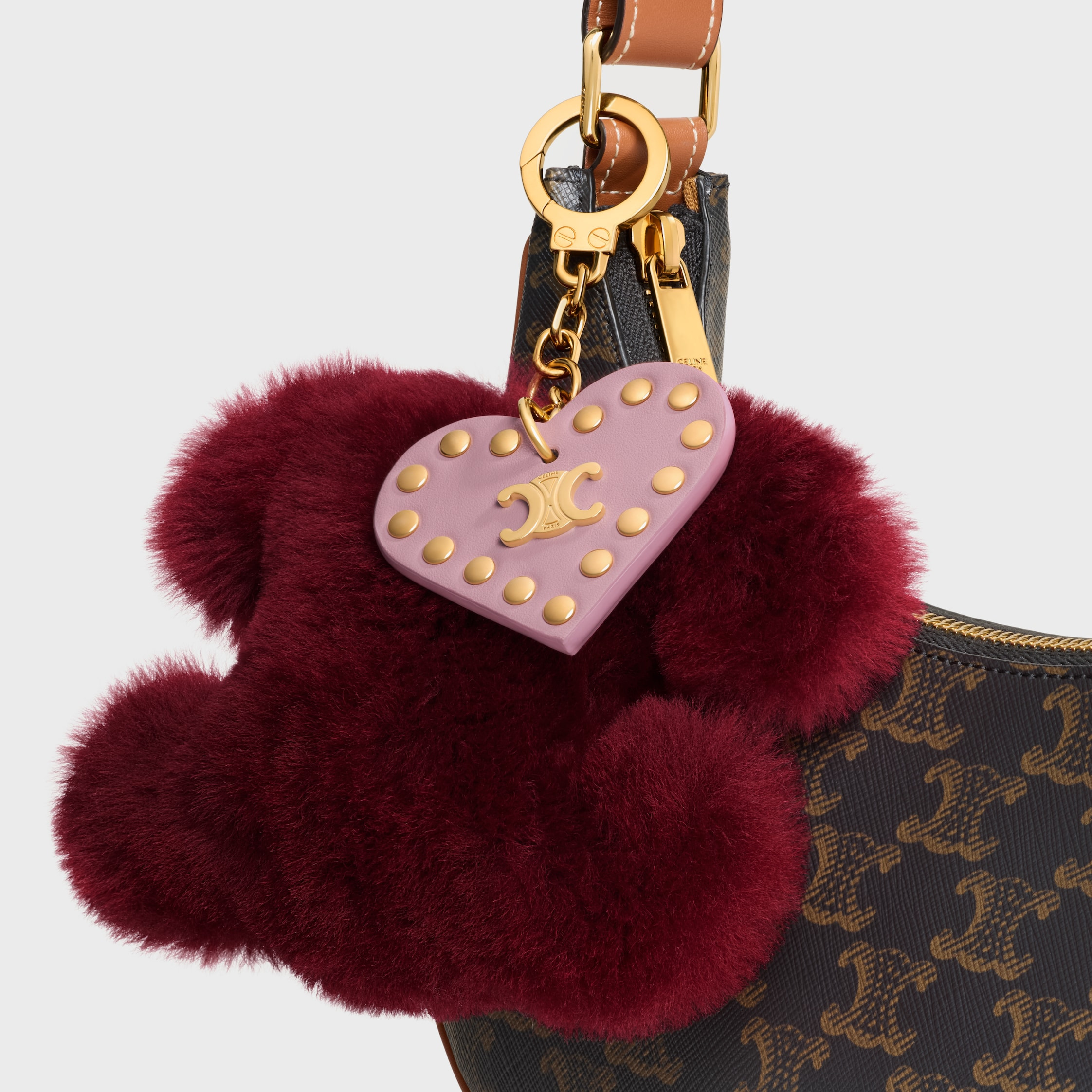 TRIOMPHE pom-pom Charm IN SHEARLING AND CALFSKIN - 4