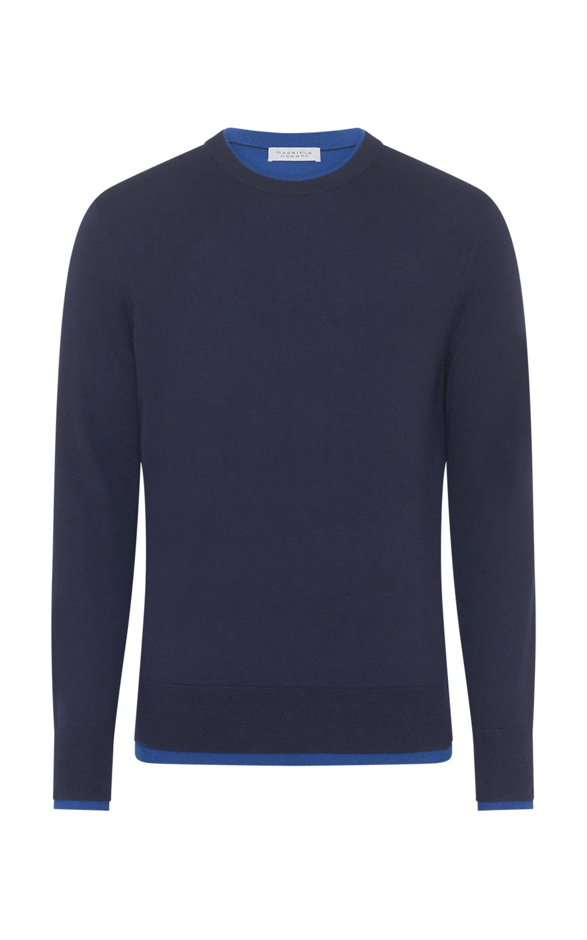 Wells Reversible Knit Sweater in Electric Navy & Cobalt Cashmere Silk - 1