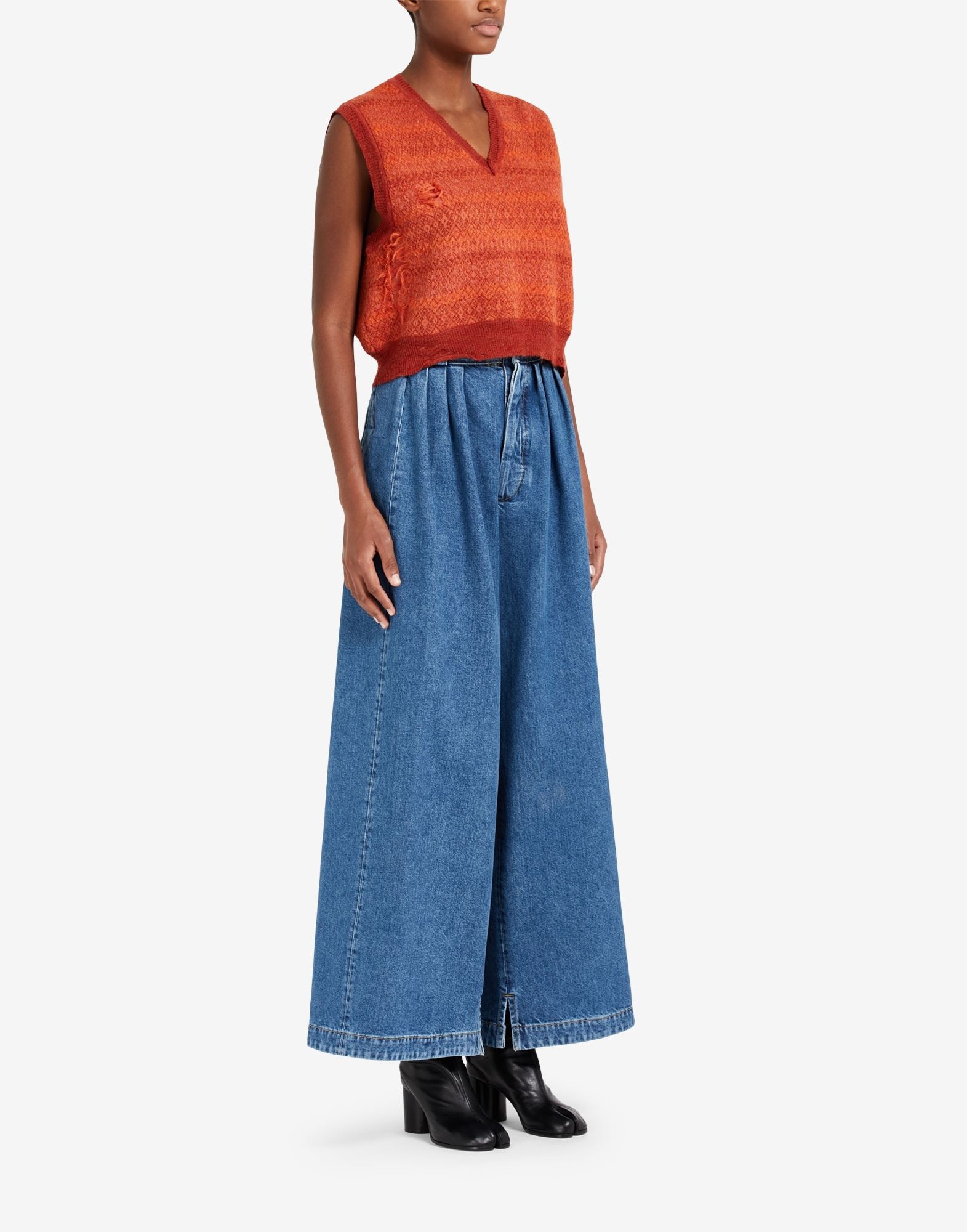 Wide-leg denim trousers - 3