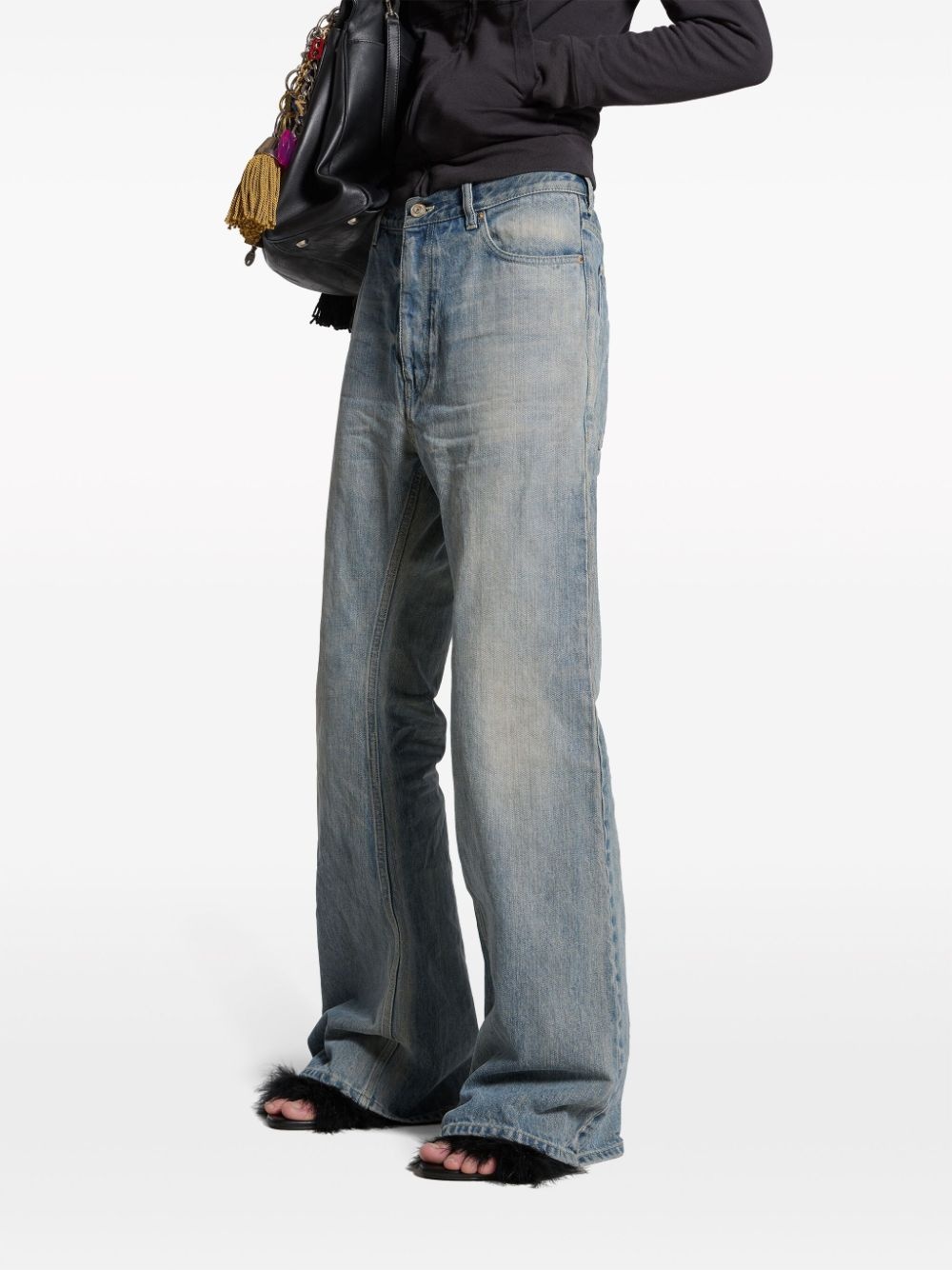 mid-wash flared jeans - 5