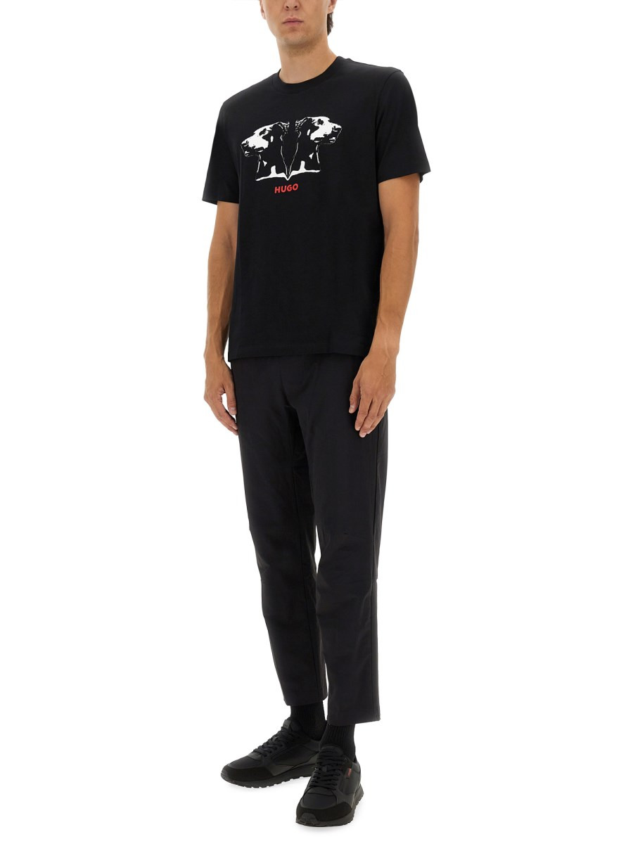 COTTON JERSEY T-SHIRT WITH DOBERMAN PRINT - 2