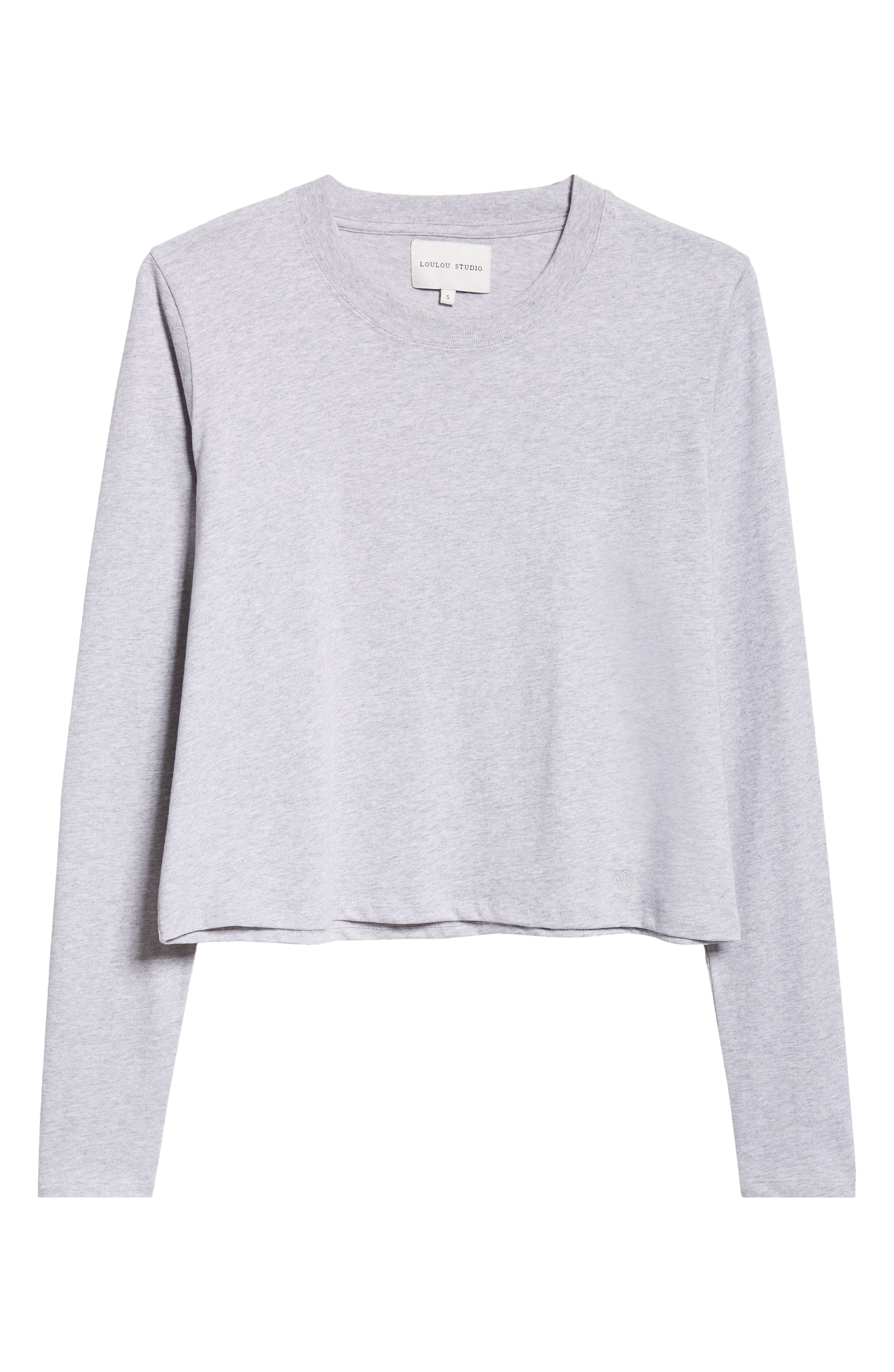 LOULOU DE SAISON Masal Long Sleeve Cotton T-Shirt in Grey Melange at Nordstrom - 5