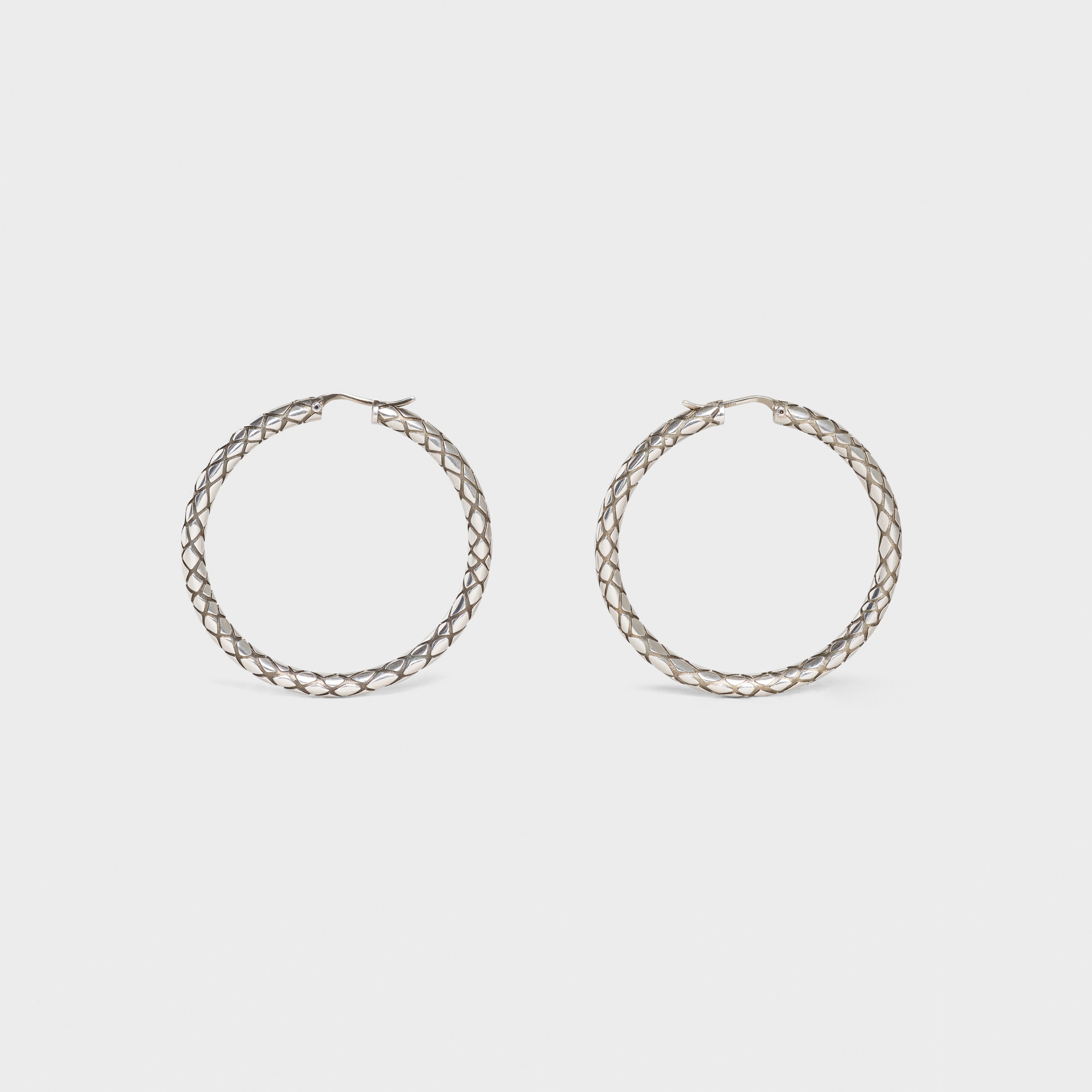 CELINE ANIMALS BOLD HOOPS IN BRASS WITH VINTAGE RHODIUM FINISH - 1