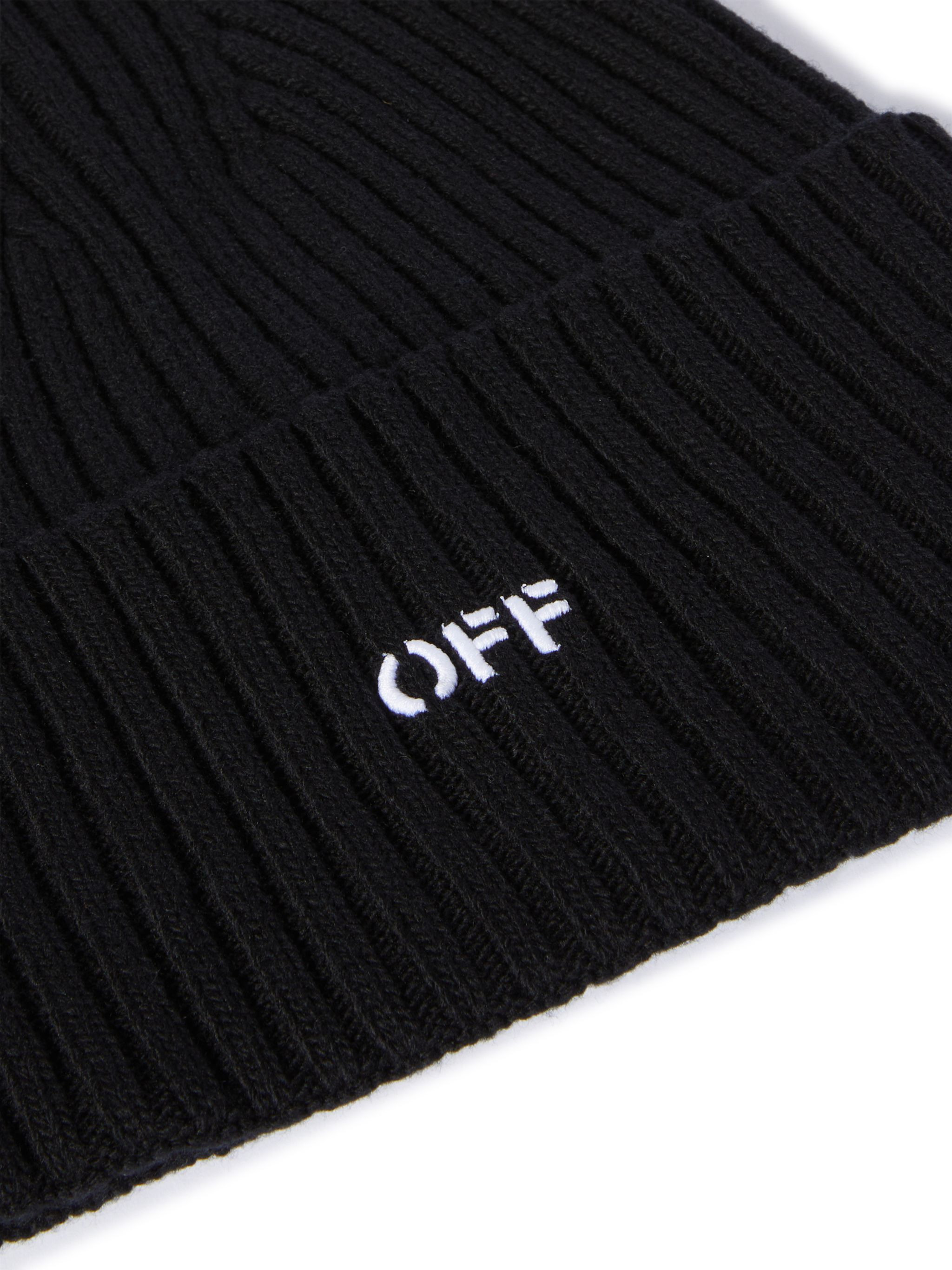 Black Stamp Loose Beanie - 3
