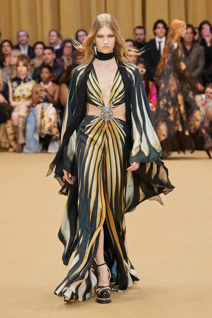 Cape Sleeve- Silk Twill Gown - 3