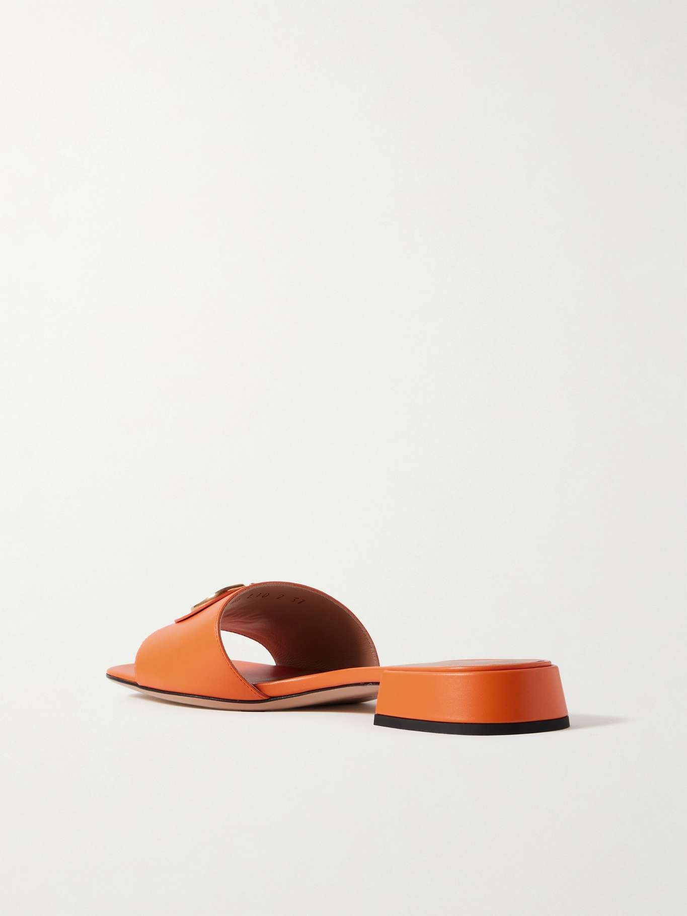VLogo embellished leather slides Orange - 3