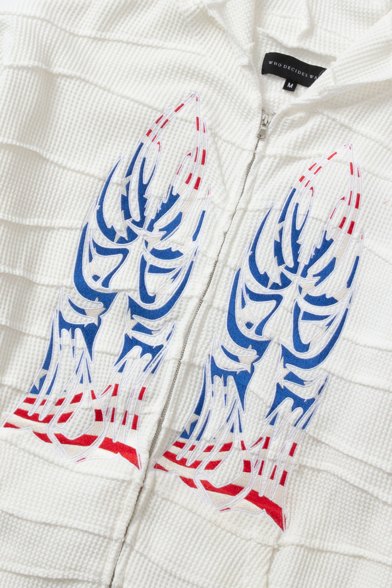 WHO DECIDES WAR GLORY WINGED WAVELENGTH ZIP UP HOODIE outlook