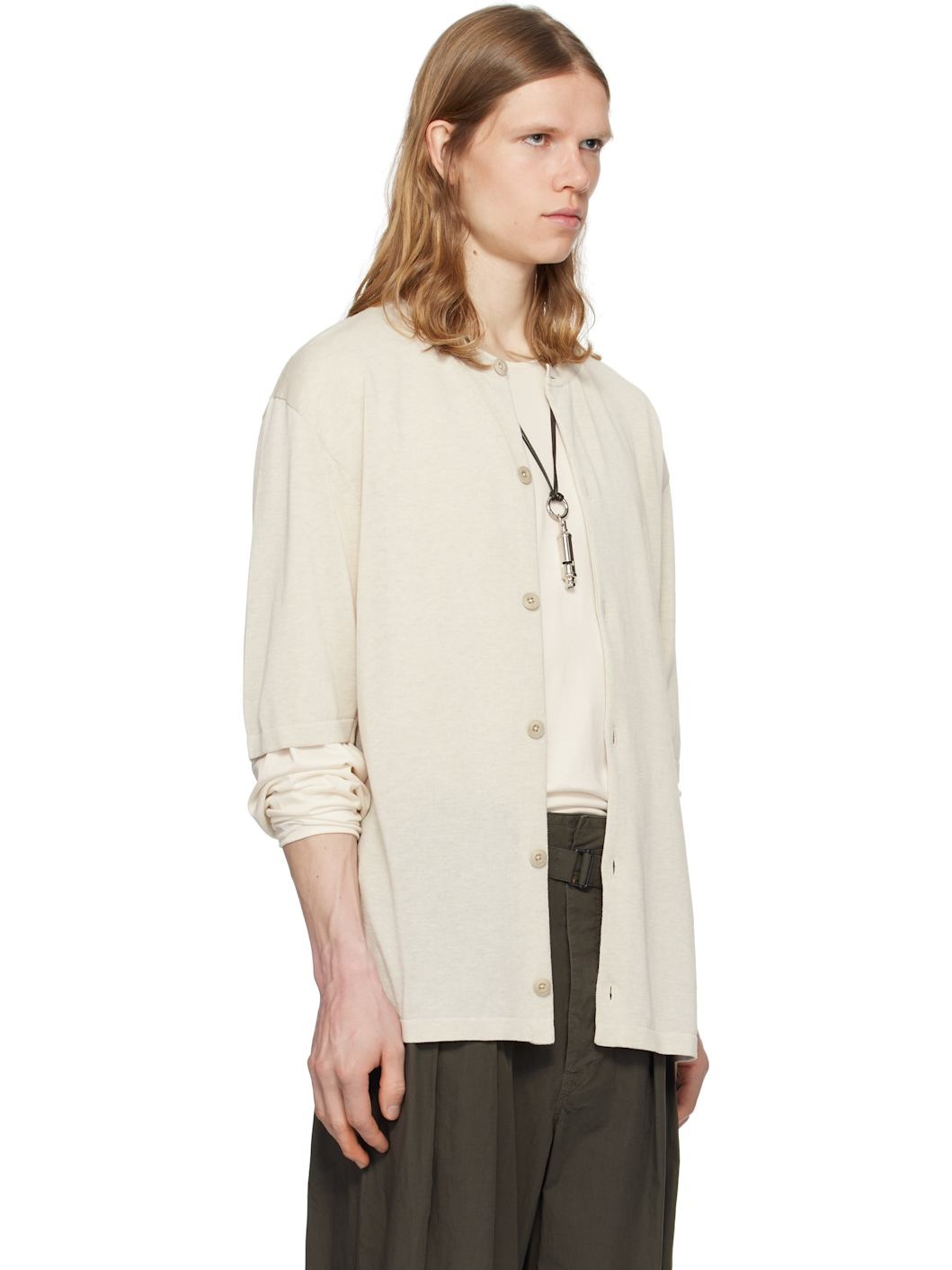 Beige Short Sleeve Overshirt Cardigan - 2