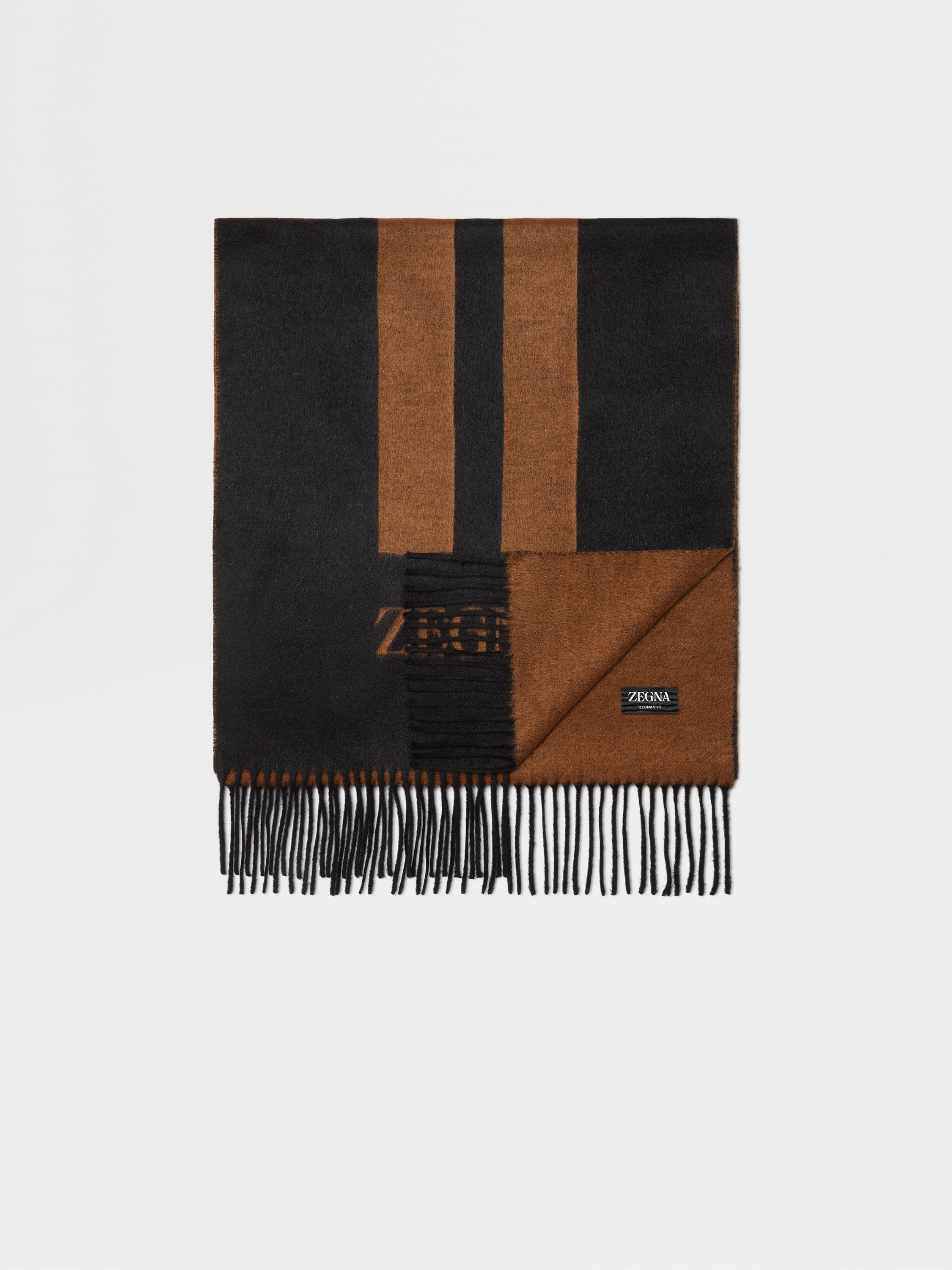 BLACK AND FOLIAGE ZEGNA SILK SCARF - 1