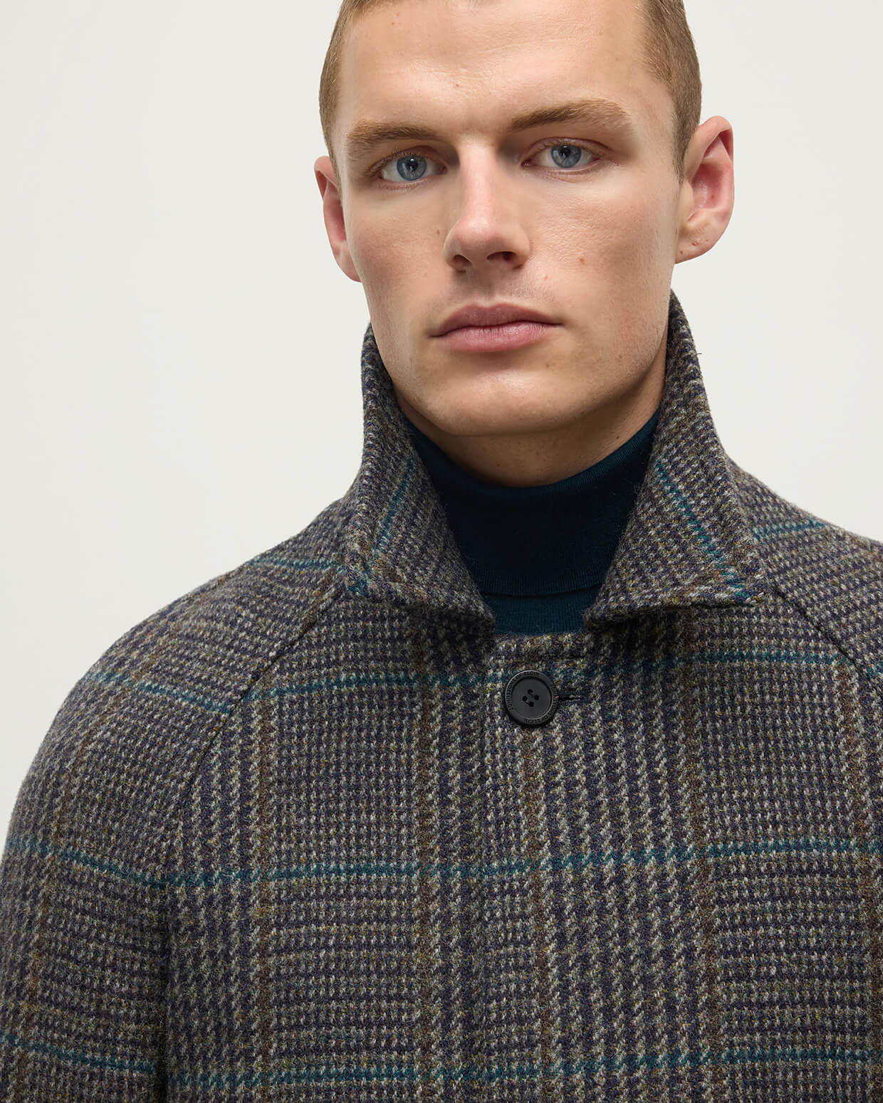 'The Balmacaan' Coat | Dark Slate Check - 5