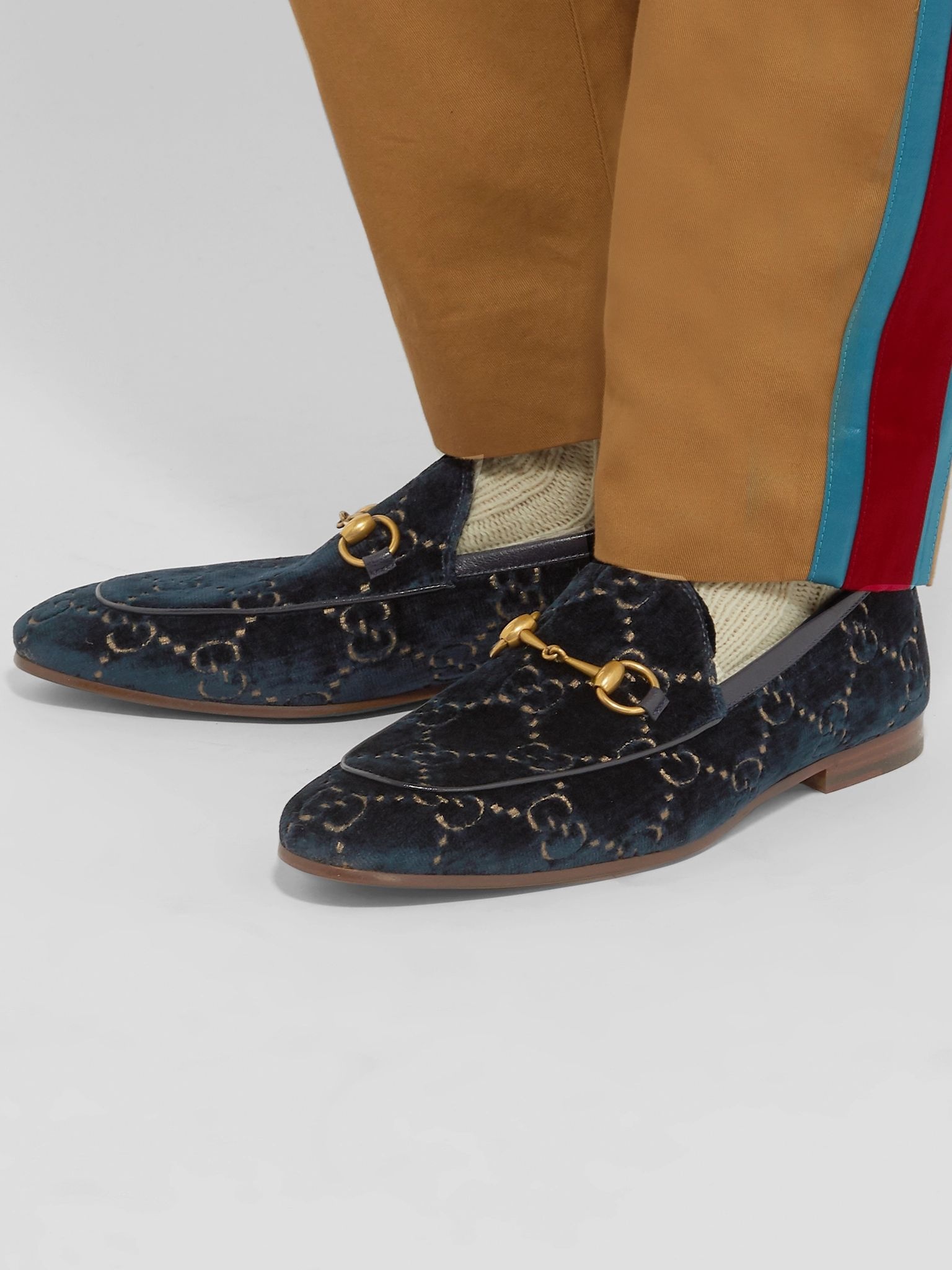 New Jordaan Horsebit Leather-Trimmed Logo-Embroidered Velvet Loafers - 2