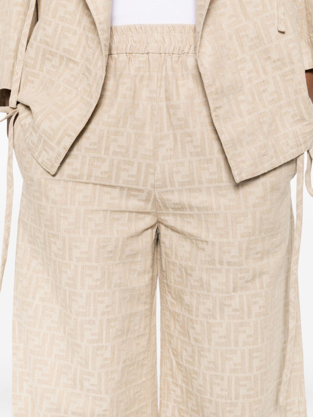 FF-jacquard elasticated-waist trousers - 5