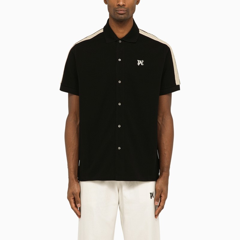 Black short-sleeved polo shirt with Monogram - 1