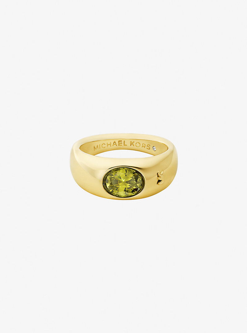 MICHAEL KORS Precious Metal-Plated Cubic Zirconia Signet Ring outlook