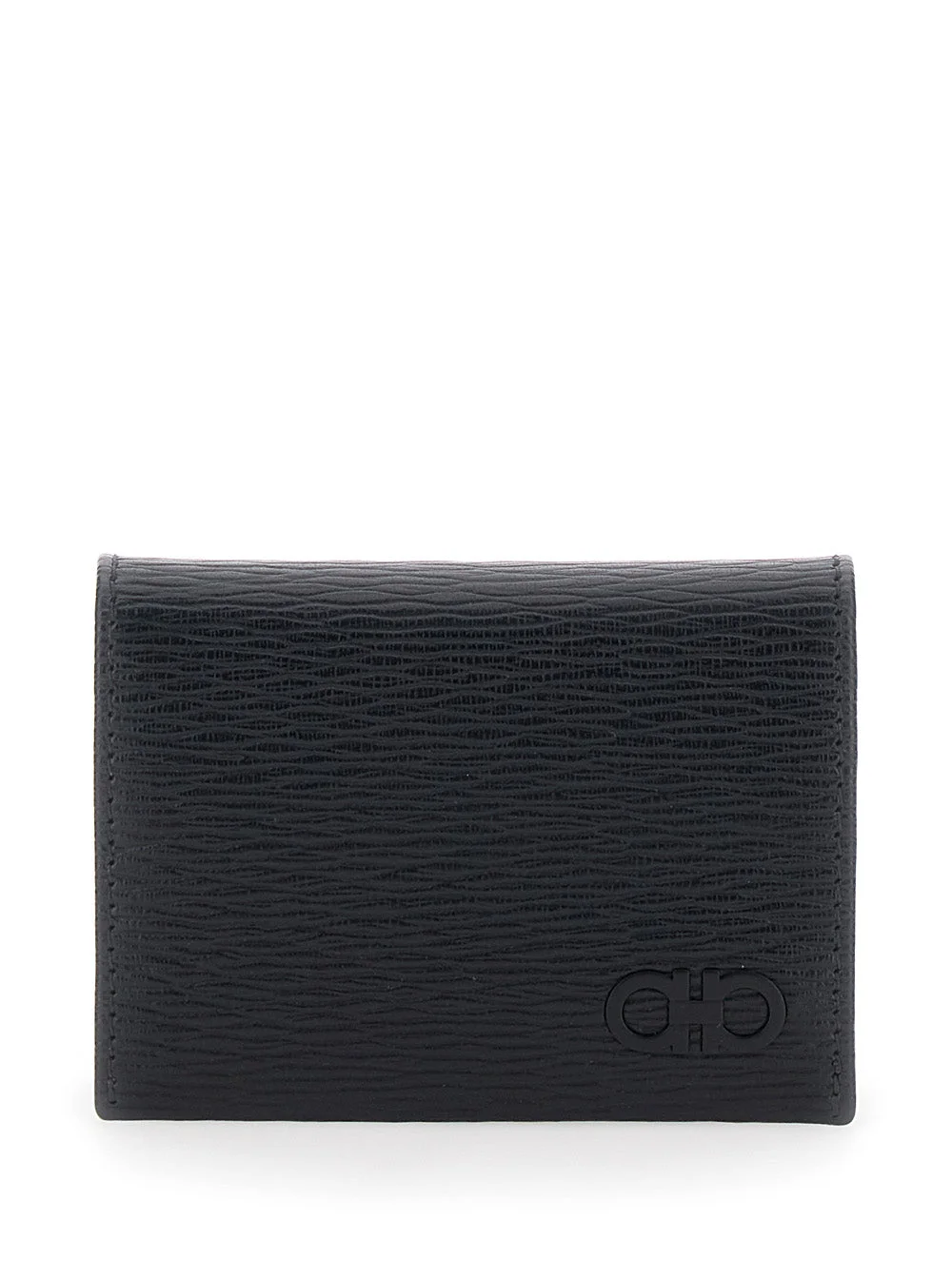 Ferragamo Men 'Revival' Black Card Holder With Gancini Buckle On The Front In Leather Man - 1