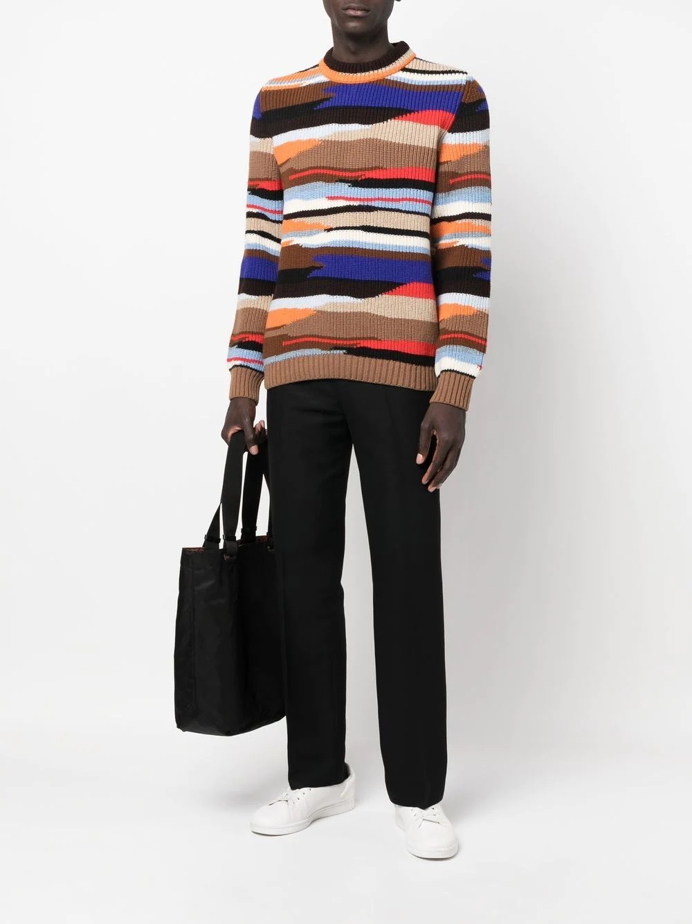 abstract-pattern ribbed-knit jumper - 2