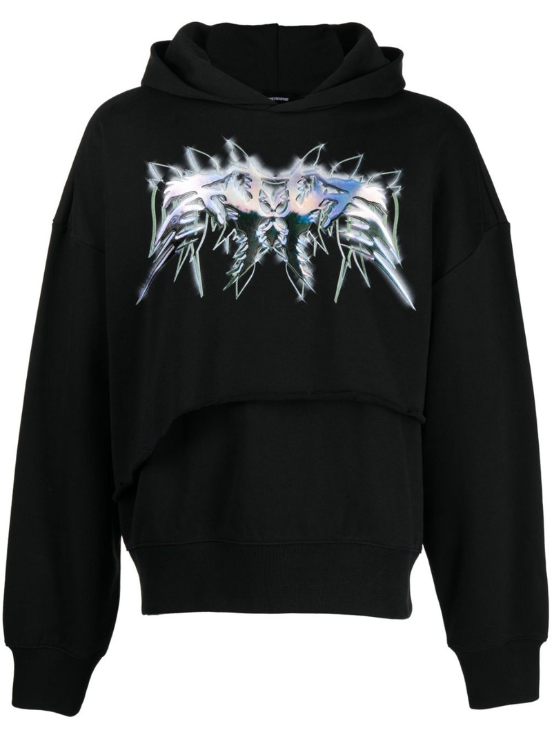 graphic-print ripped hoodie 1