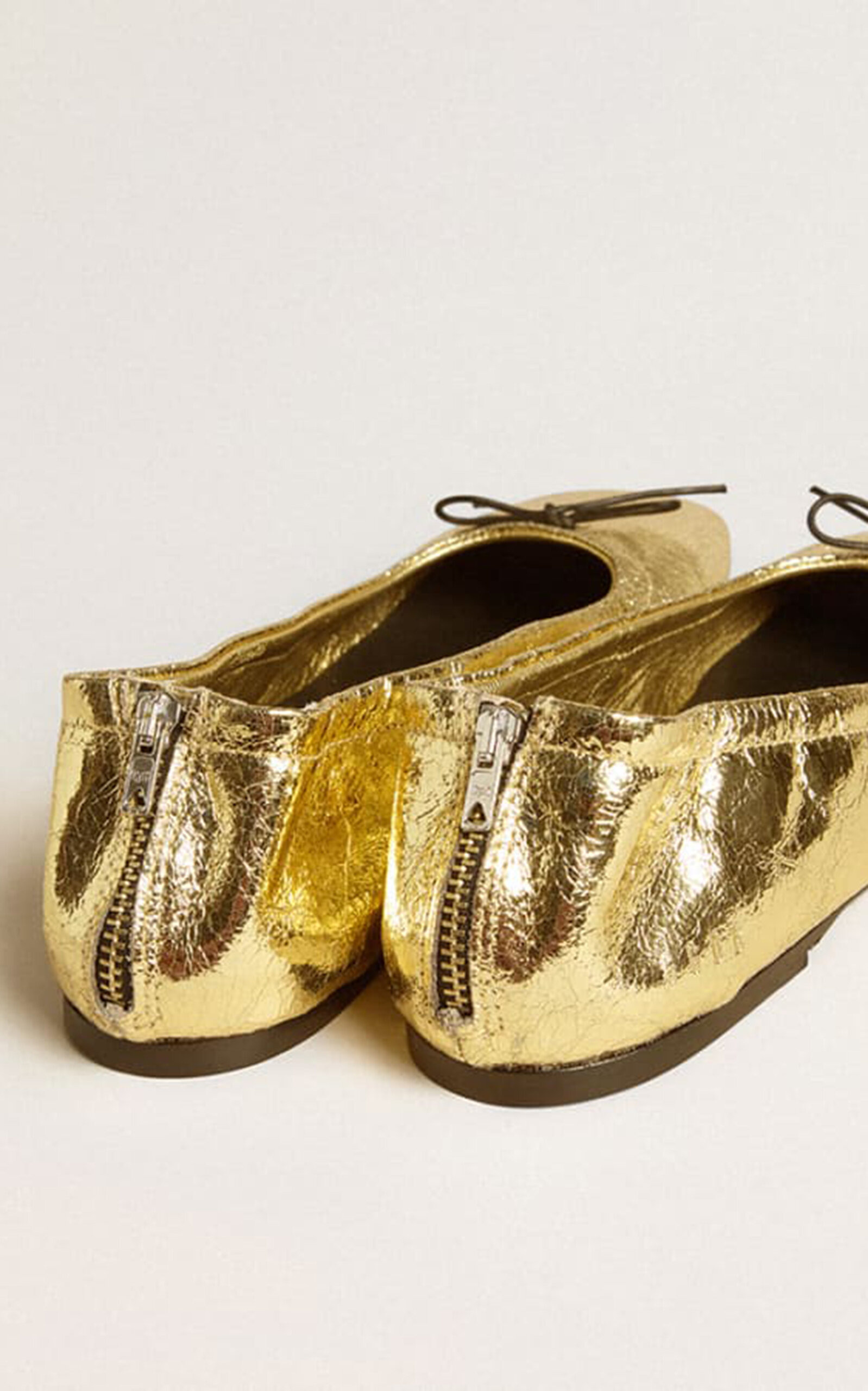 Amy Laminated Wrinkled Ballerina Flats gold - 4