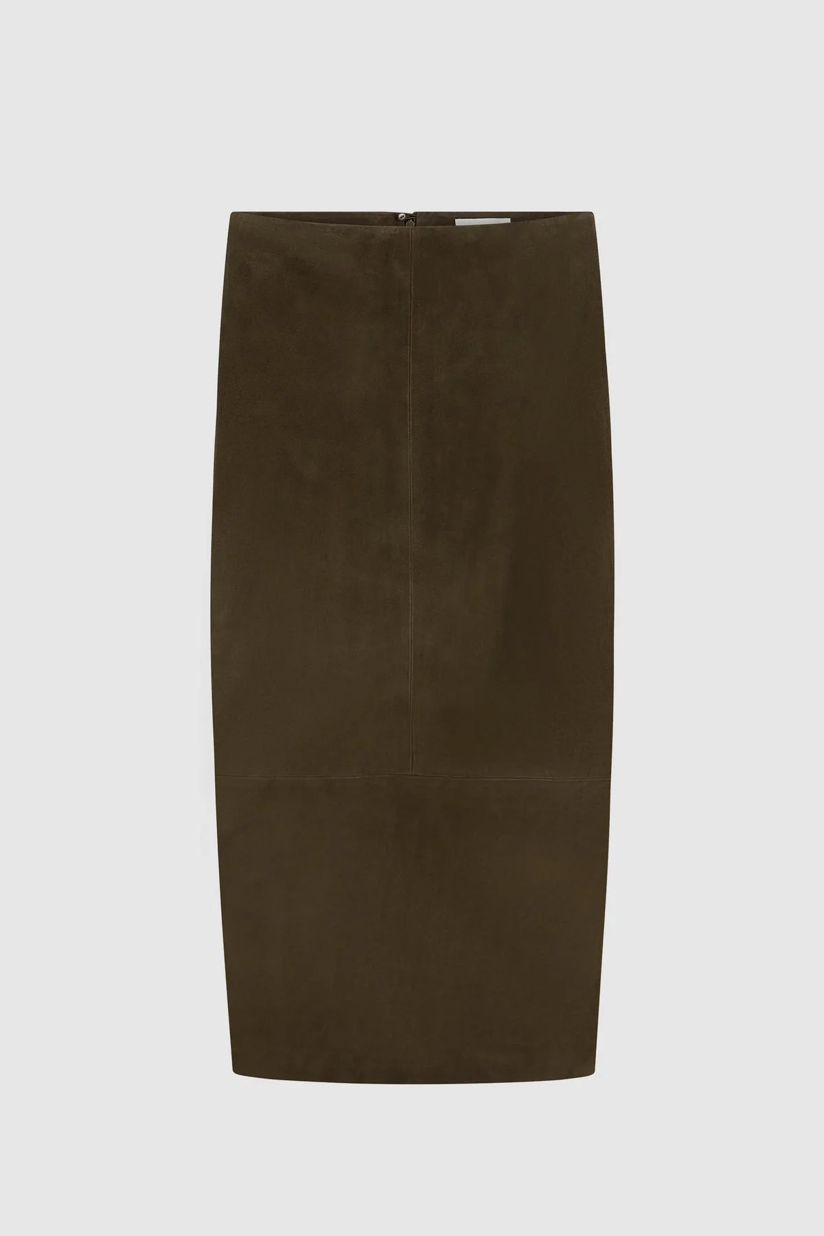 Suede Column Skirt - Khaki - 1