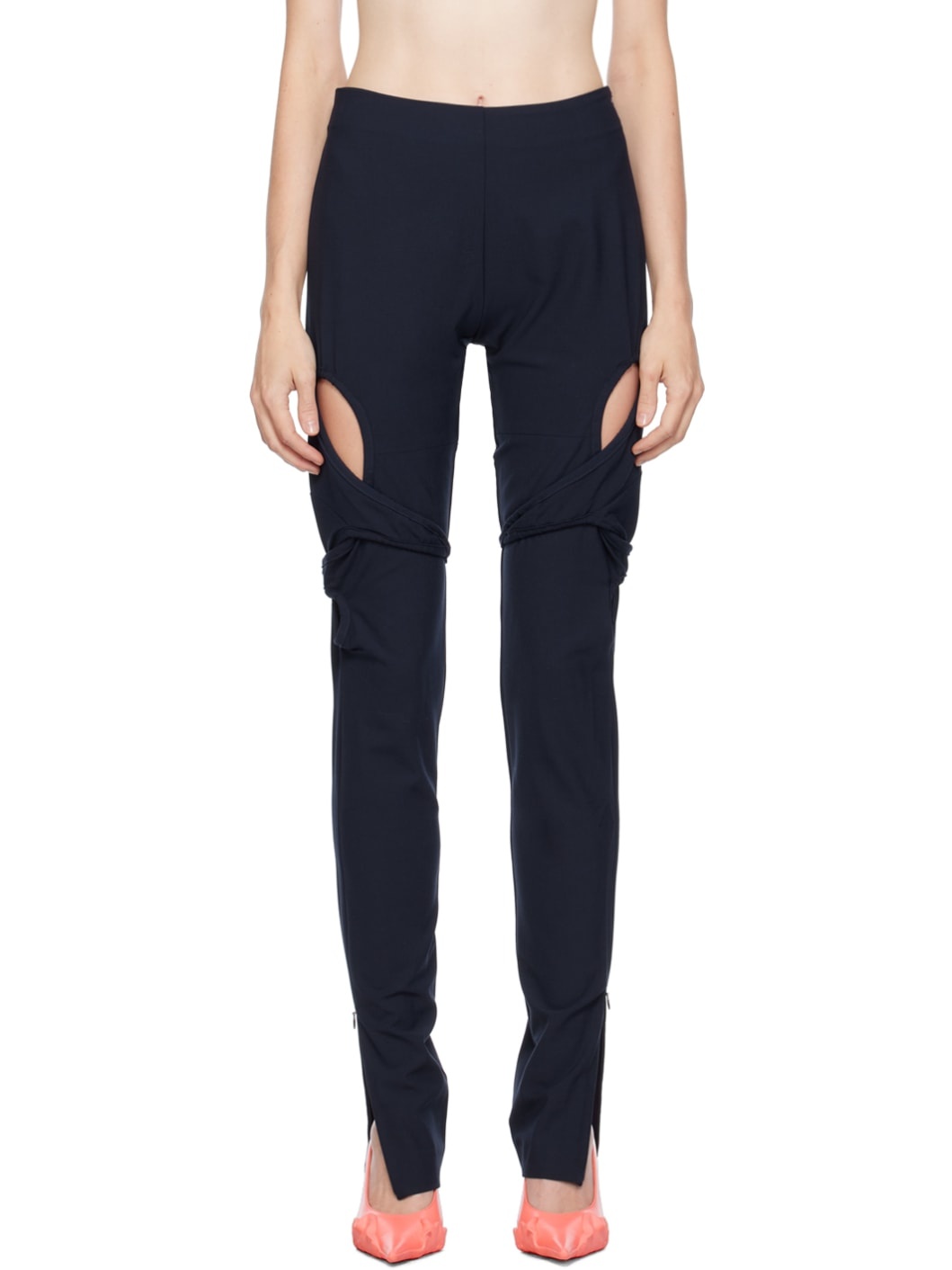 Navy Fitted Loop Trousers - 1