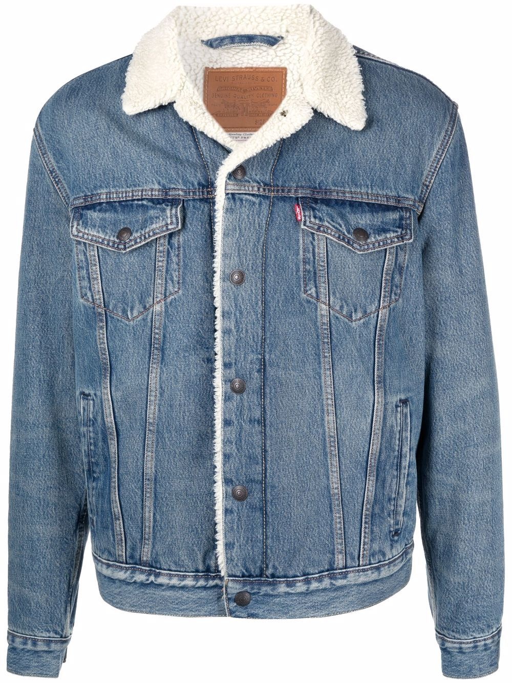 faux shearling-lined denim jacket - 1