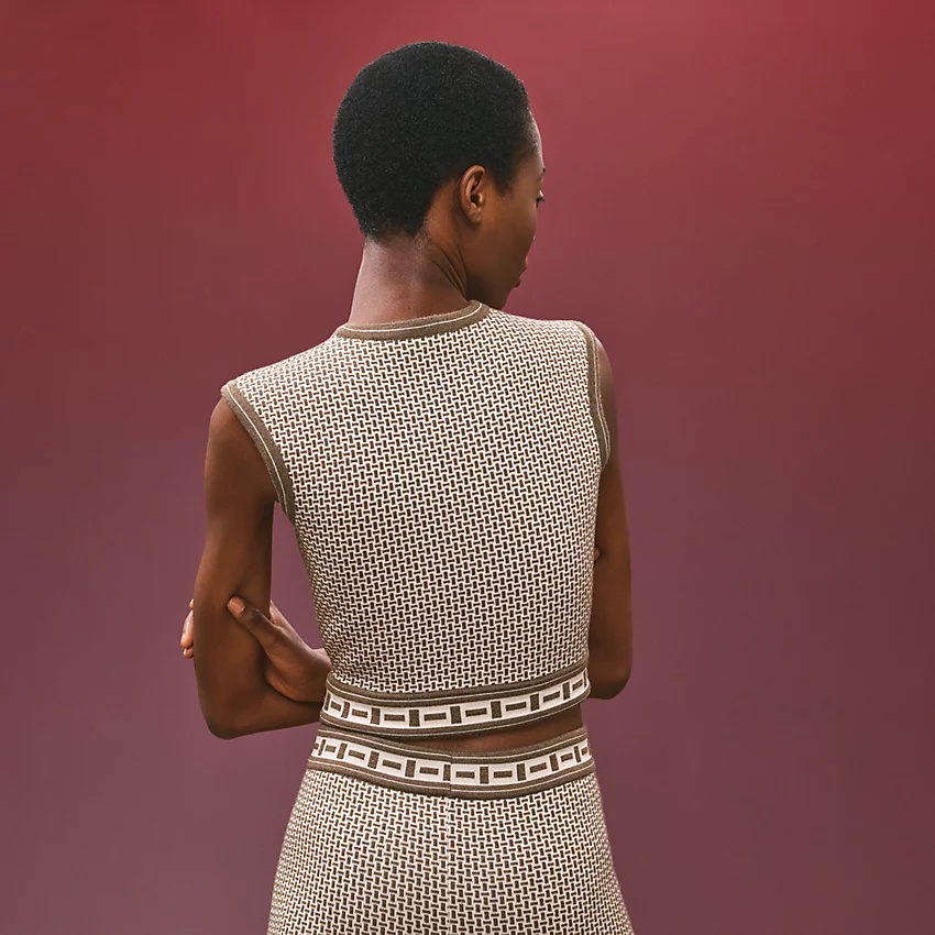 "Mosaique" sleeveless cropped sweater - 3