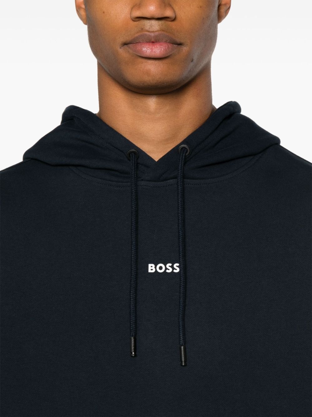 rubberised-logo cotton hoodie - 5