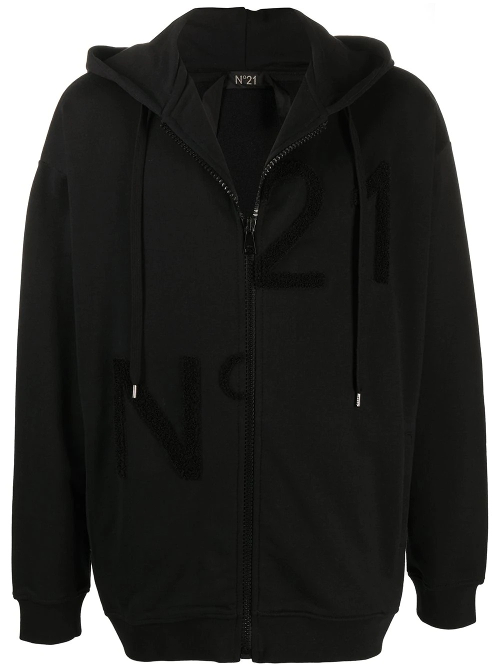 zip-front drawstring hoodie - 1