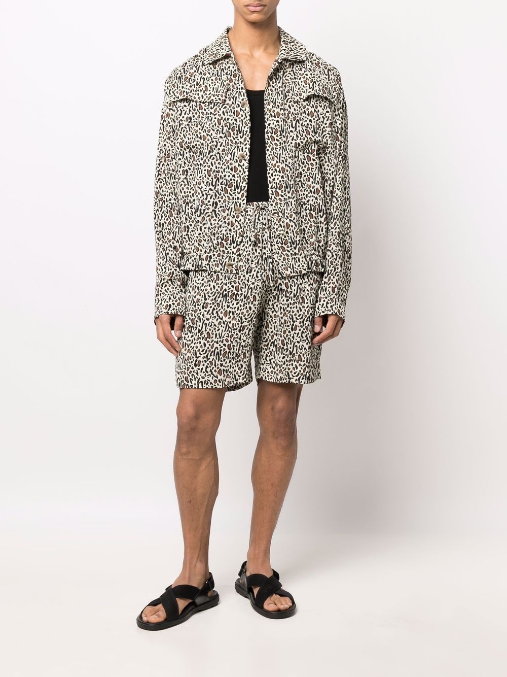 LEOPARD-PRINT TRACK SHORTS - 3