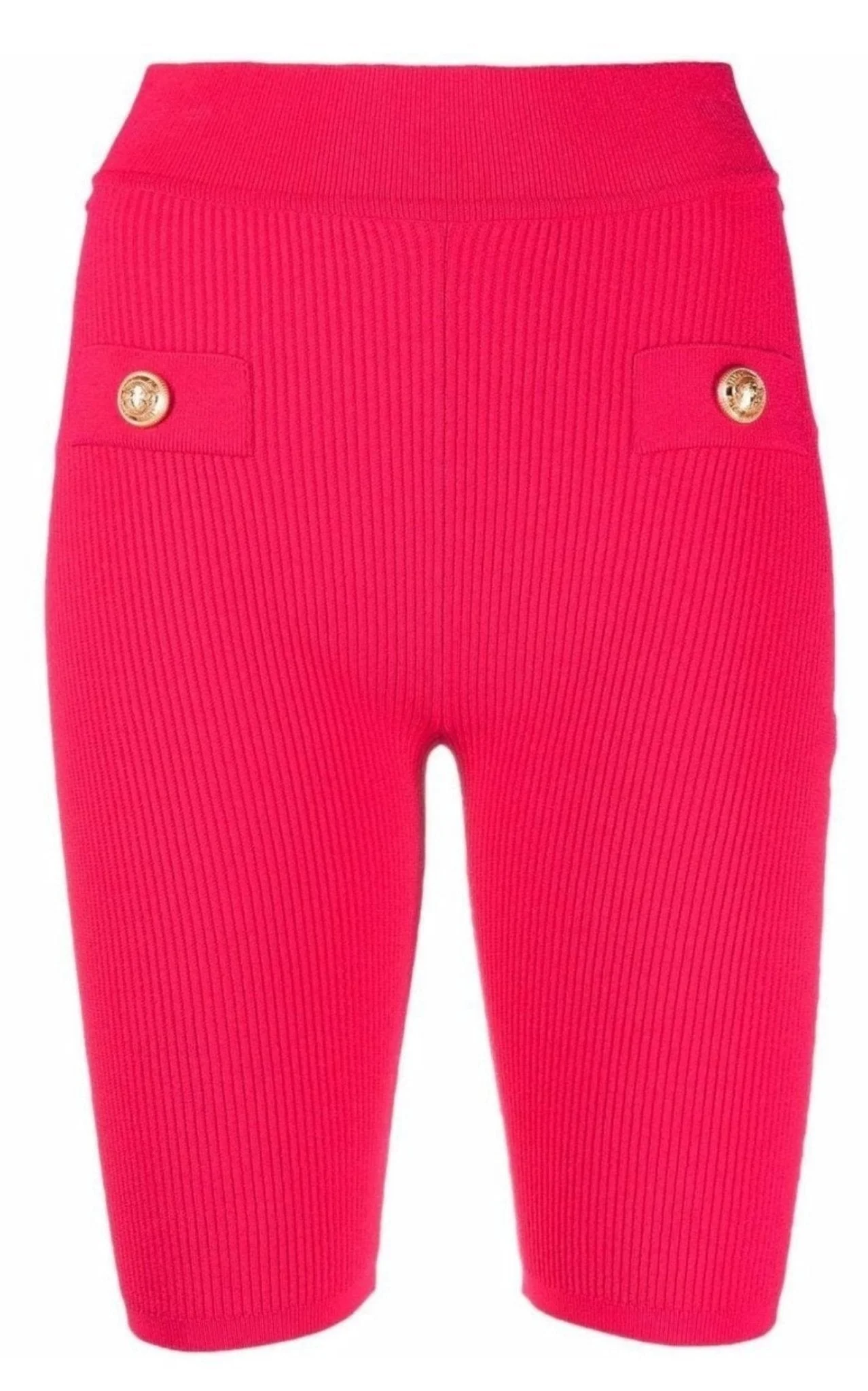 Button-embellished Ribbed Cycling Shorts - 1