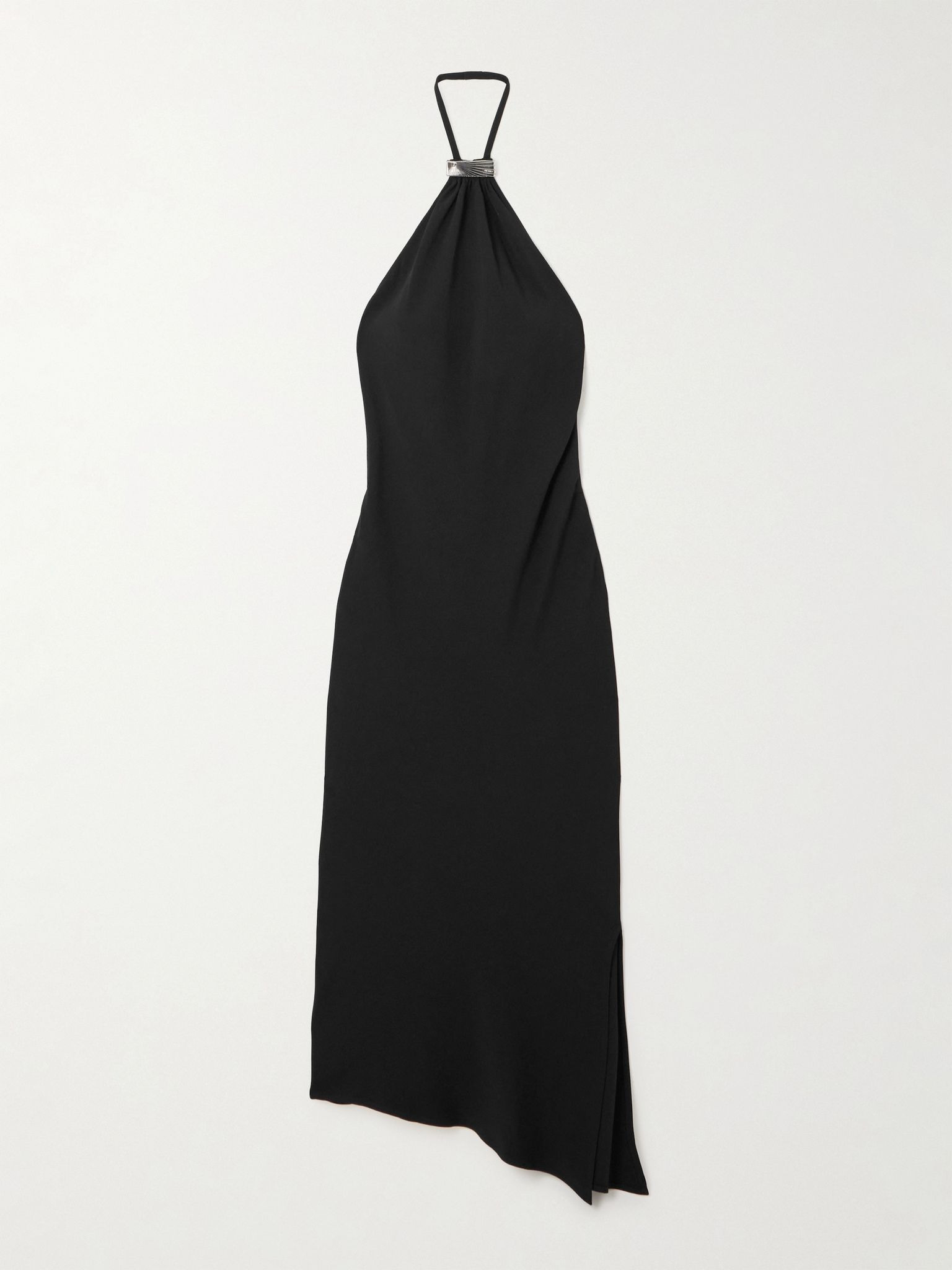 Halterneck crepe midi dress Black - 1