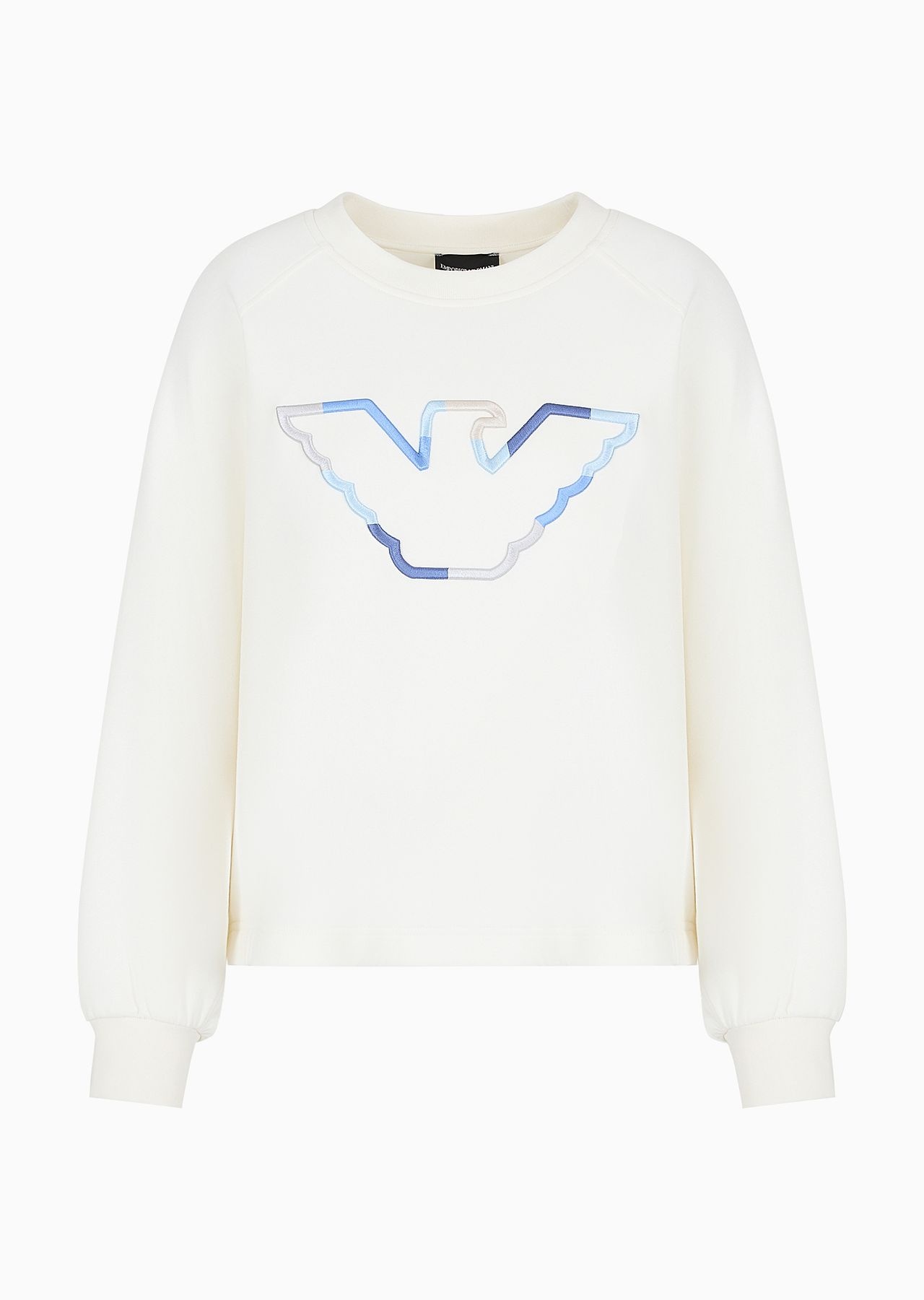 Double-jersey crew-neck sweatshirt with eagle - 1