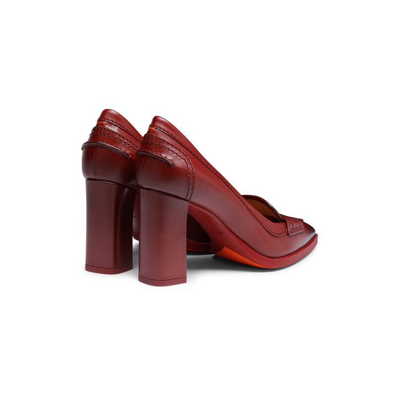 Women's red leather high-heel pump 4