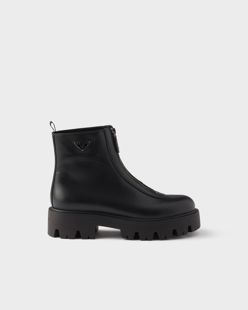 Prada Leather zipper booties outlook