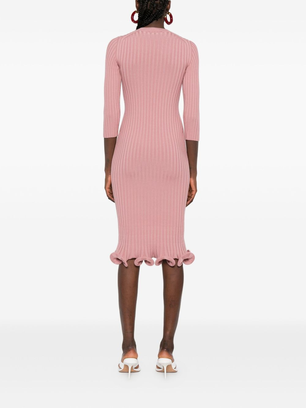 ribbed-knit ruffled midi dress - 4