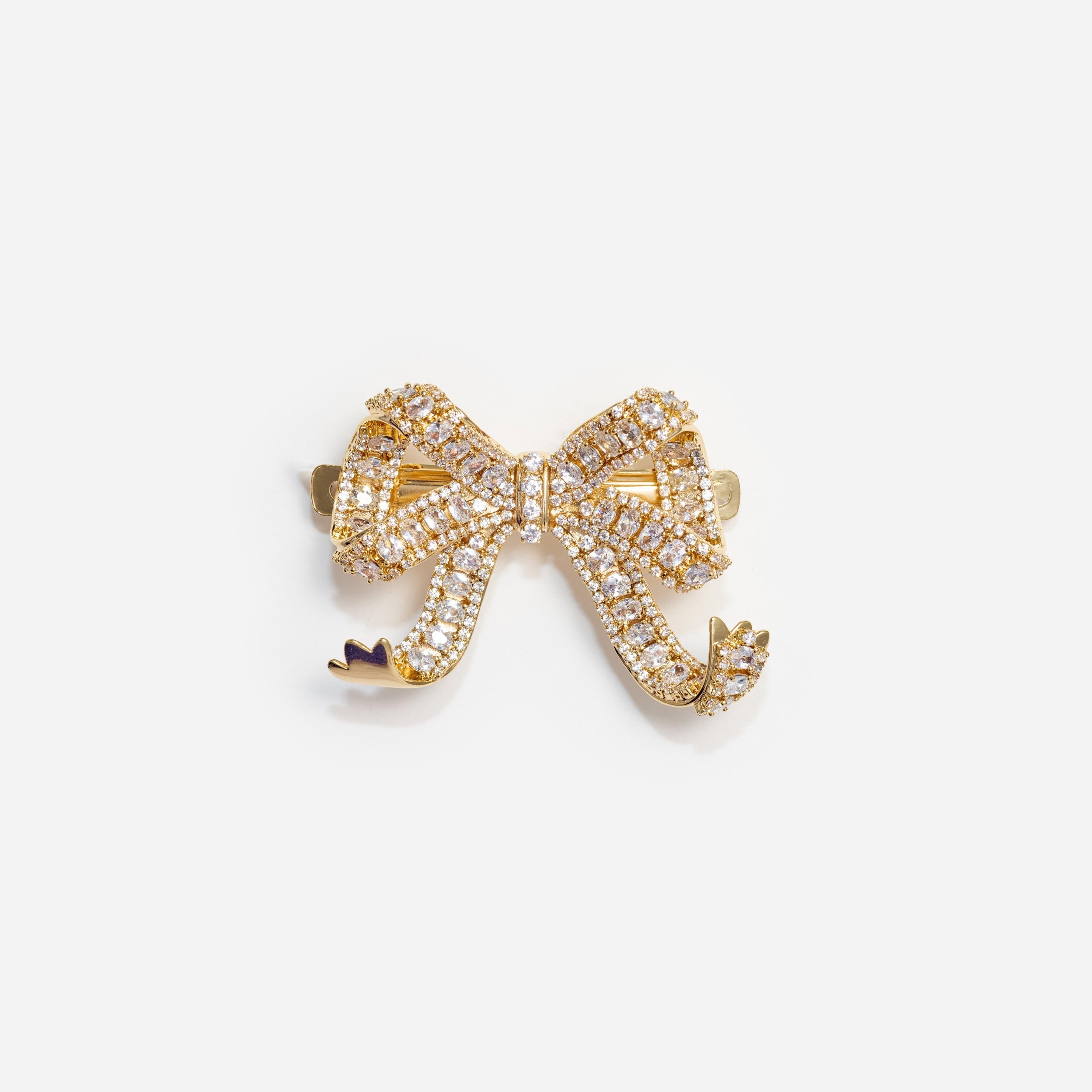 Gold Crystal Bow Hair Clip - 1