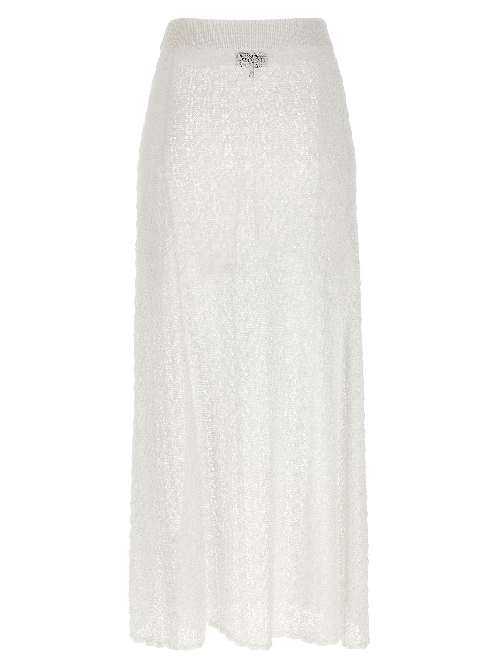 Shiny Pointelle Knit Skirts White - 2
