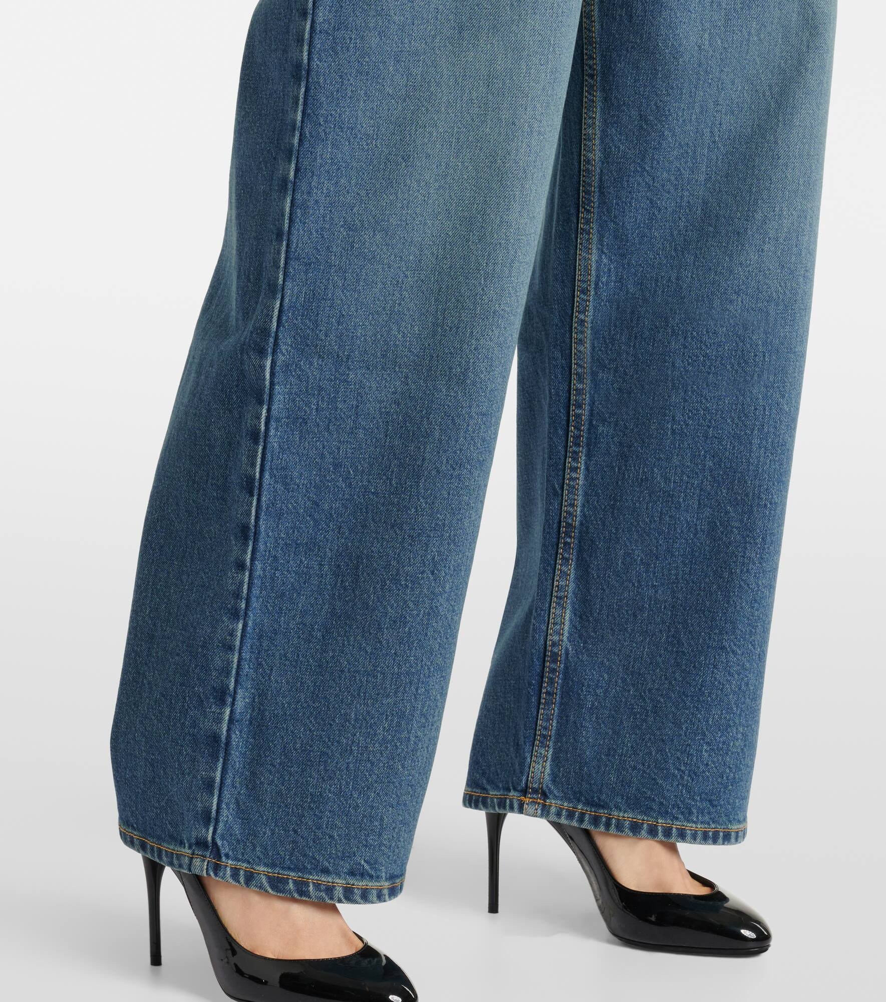 High-rise jersey-trimmed straight jeans - 5