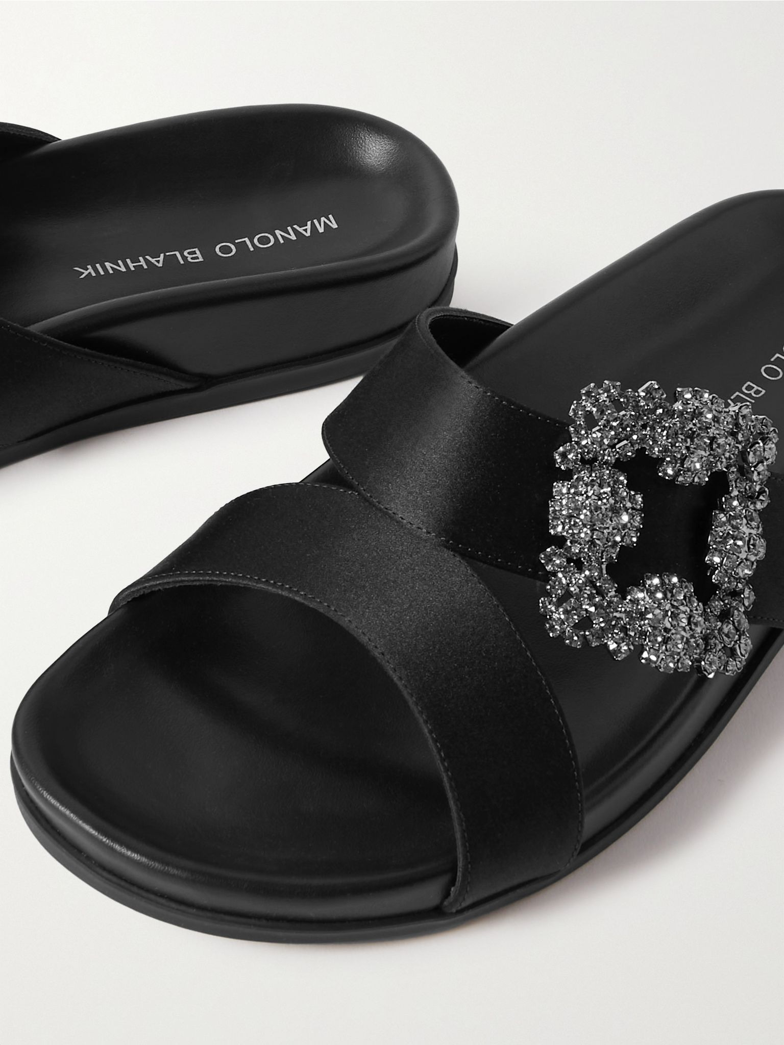 Chilanghi buckled satin slides Black - 4